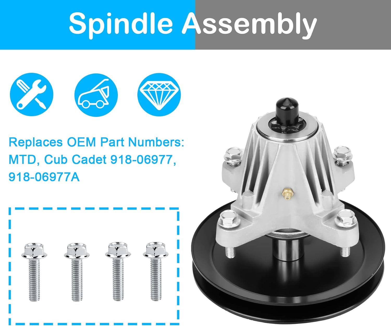 Deck Spindle Assembly Replaces 918-06977 Fits for MTD Cub Cadet 46 inch Deck XT1-LT46 XT2-LX46 KH KW FAB Mower 918-06977A 2 Pack