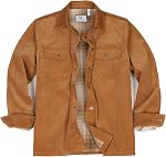Men's Corduroy Shacket Jacket - Full Flannel Lined, Snap Button Work Utility Coat for Fall Winter