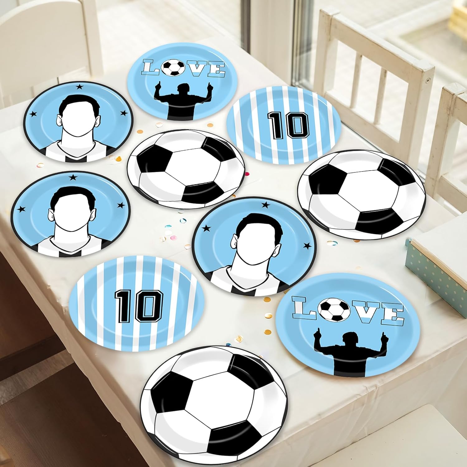 48Pcs Soccer Paper Plates Soccer Star Disposable Dessert Plates Supplies 7Inch Blue and White Sports Ball Plate Sport Party Dinnerware Decorations for Birthday Baby Shower Party Decorations - Image 4