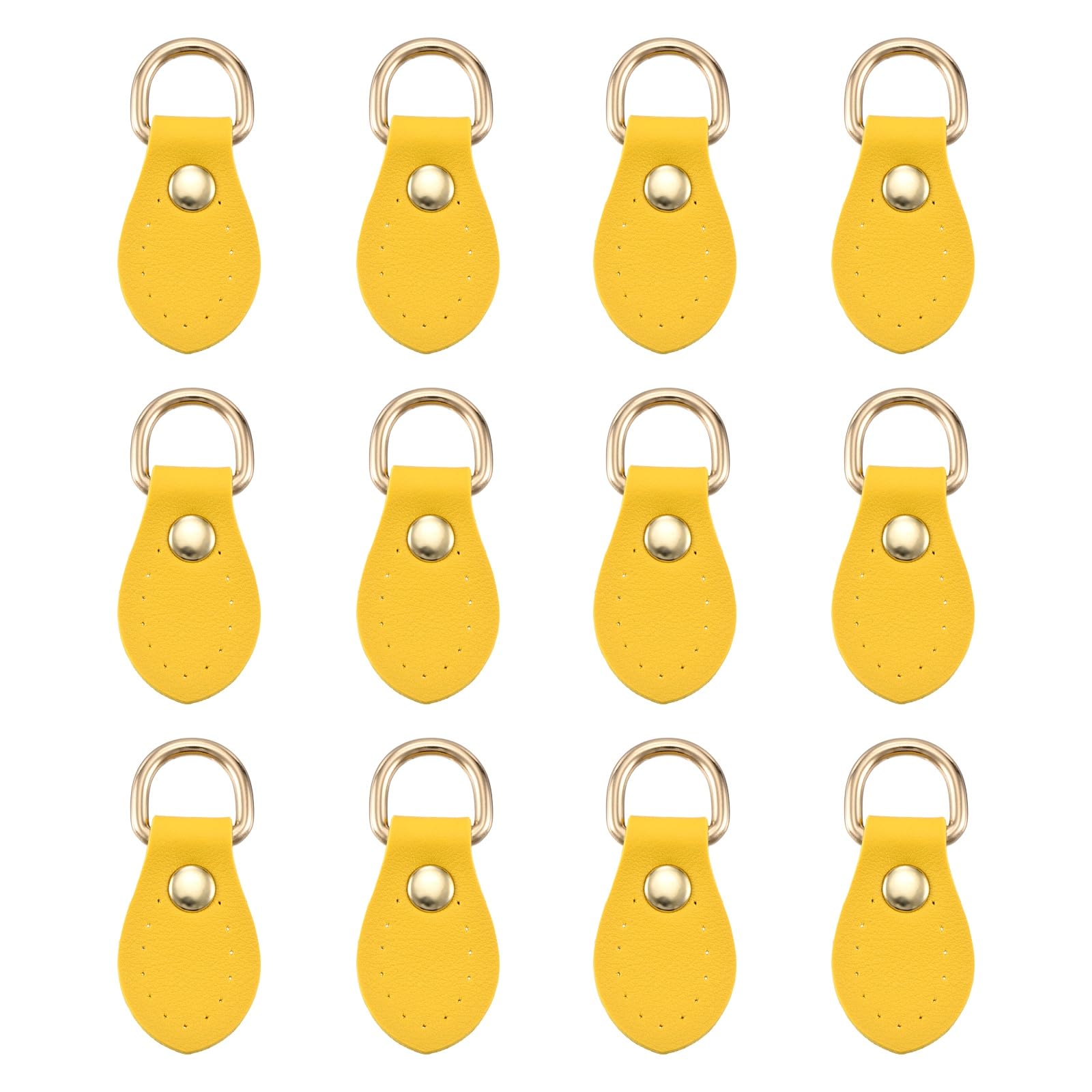 PATIKIL 12 Pcs Purse Strap Mount Hook, Sew on Leather Buckle Bag Side D Ring Clips Replacement Clasp for DIY Shoulder Bag Purse Backpack Craft Hardware Making Supplies, Yellow