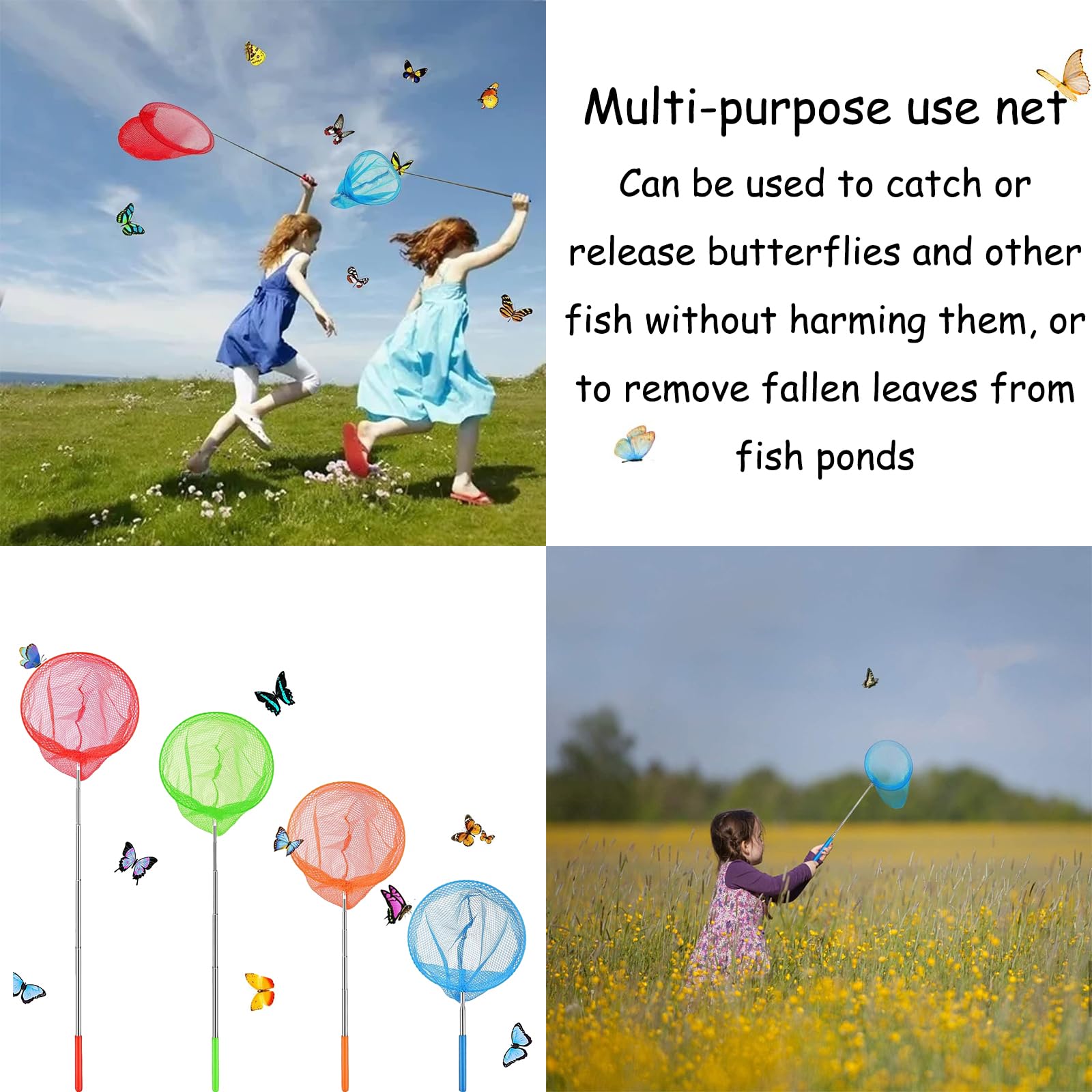 Kinder Kescher Set Mit Teleskopgriff - 4-teiliges Schmetterlingsnetz Mit Eimern Für Outdoor-Abenteuer