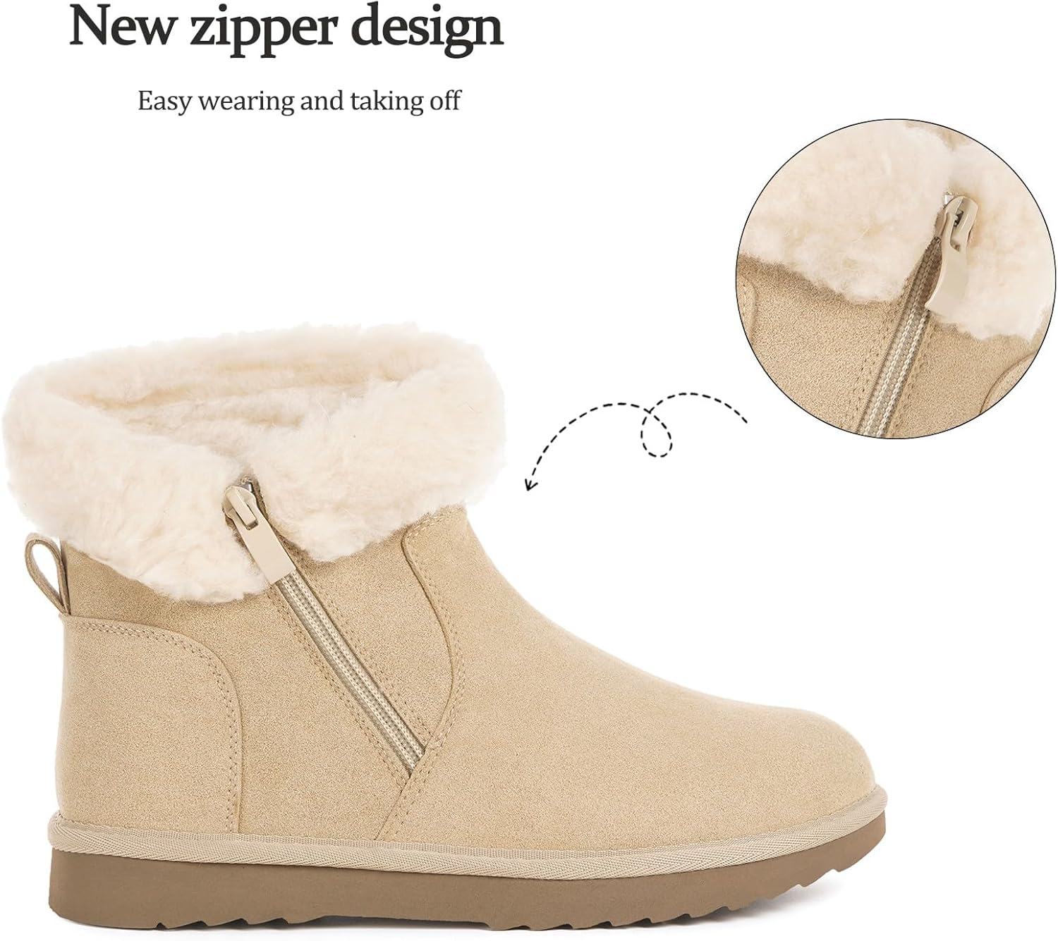 Hsyooes Snow Boots for Women Genuine Suede Leather Winter Boots Water Resistant Warm Booties Fur Lined Ankle Booties Fuzzy Classic Outdoor - Image 5