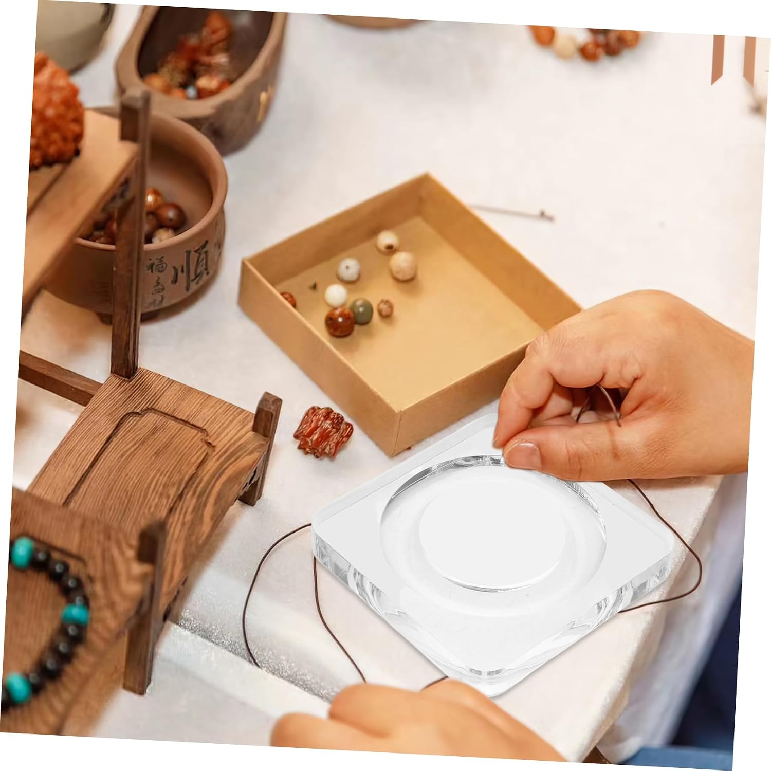 TEHAUX Acrylic Bead Tray for Jewelry Making Portable Transparent Organizer with Nonslip Base for Crafting Bracelets Necklaces and Bead Display Beading Board for DIY Projects
