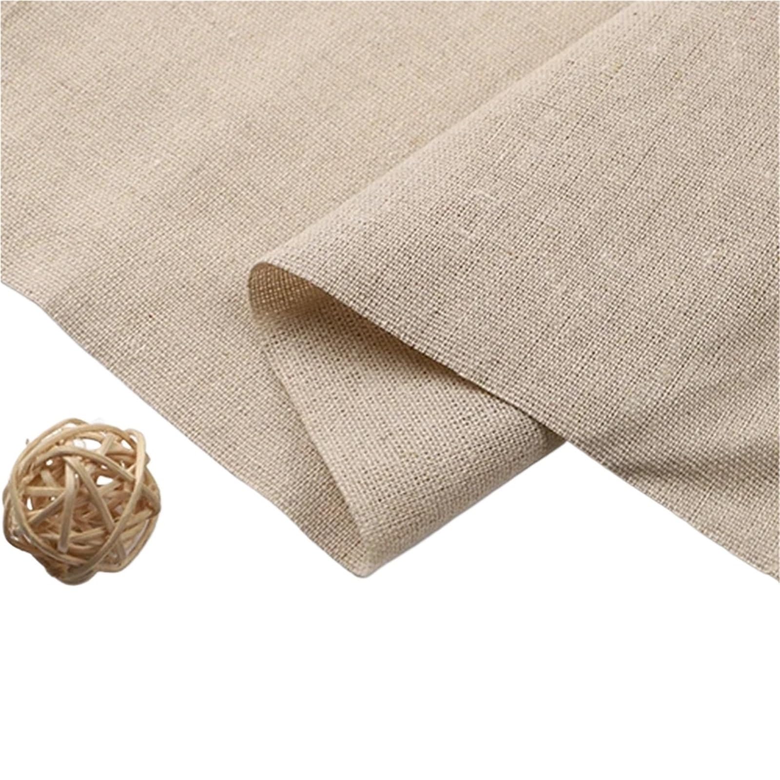 150 x 50 cm / 150 x 500 cm naturalna bawełniana tkanina lniana - niebielona, szara tkanina do ćwiczenia haftowania, szycia DIY i dekoracji domu, splot premium, do ręcznie robionego rękodzieła i