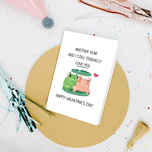 Miniatura 4 de Tarjeta de San Valentín con diseño de rana, divertida tarjeta de San Valentín para él y ella, tarjeta de feliz día de San Valentín para novio,