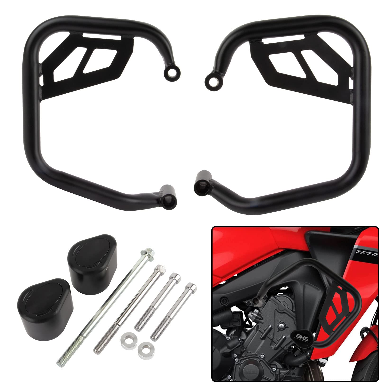 Buy Motorcycle Engine Bumper Guard, PSLER Engine Upper and Lower Bumps