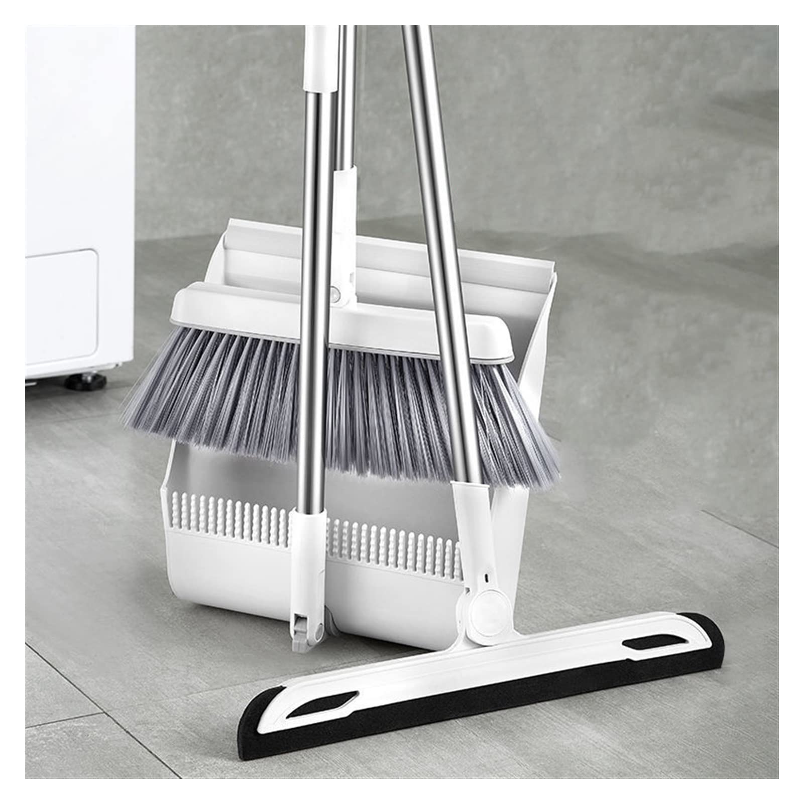 Scopa e Paletta Set di scopa con manico lungo, pulizia domestica for la pulizia dell'interno e maniglia combinata maniglia e spazzola for la polvere e pennello in verticale, dustpan e pennello for la