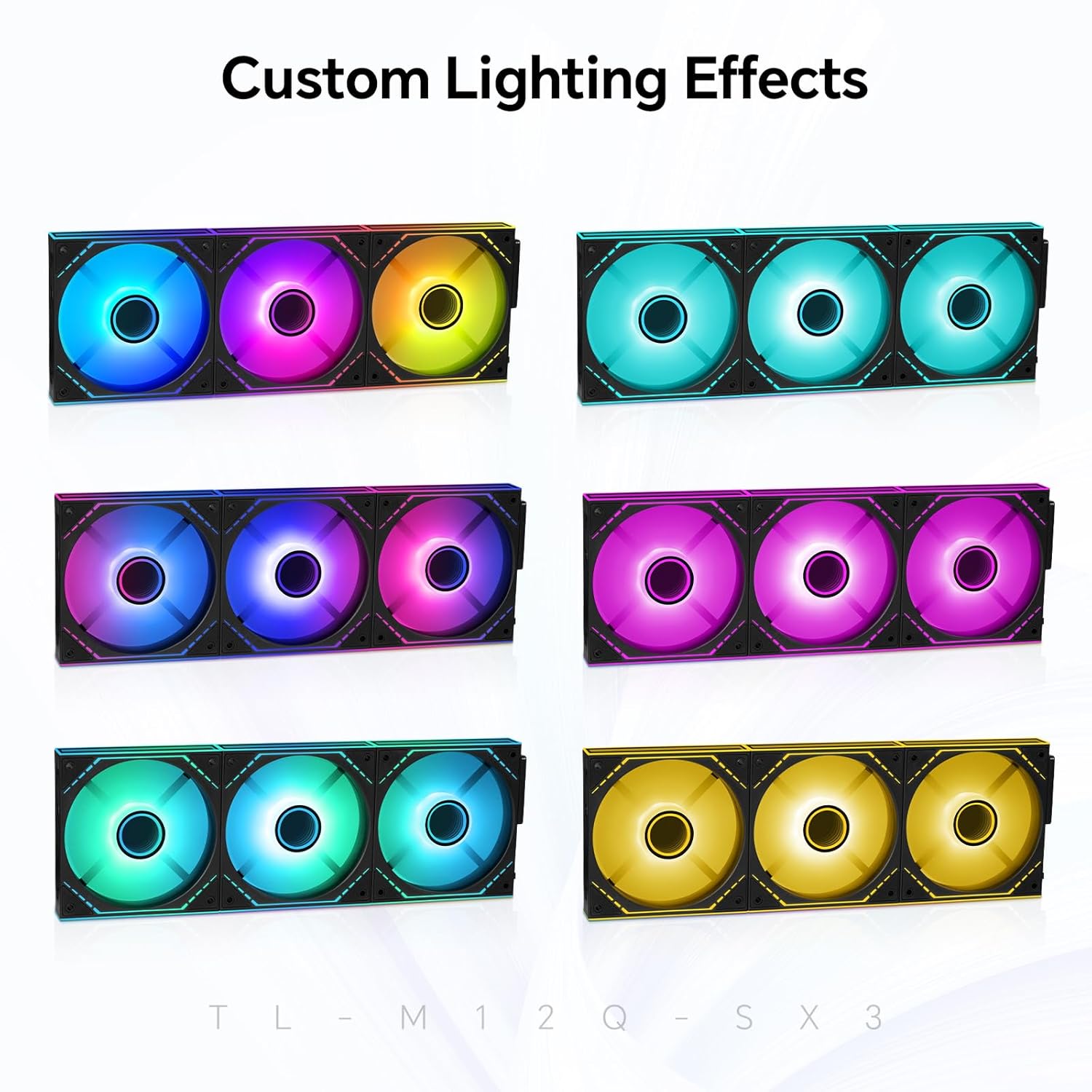 TL-M12Q-S X3 120mm ARGB PC Case Fans, 3-Pack PWM Fans, Daisy-Chain, 2000RPM, 68.9CFM High Airflow, S-FDB Bearing, Infinity-Mirror Lighting for PC Cases/Radiator