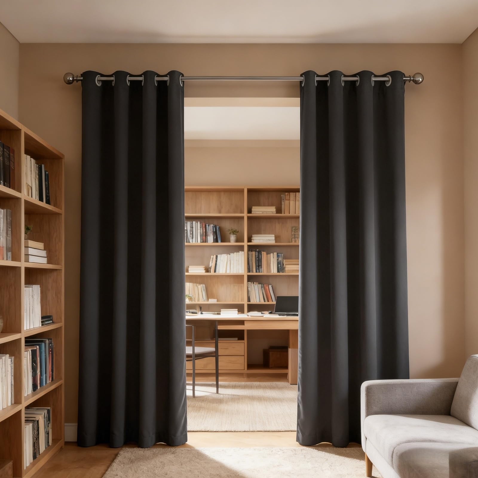 Rideau occultant 70 x 180 cm pour vitrage des balcons et nuits calmes en gris