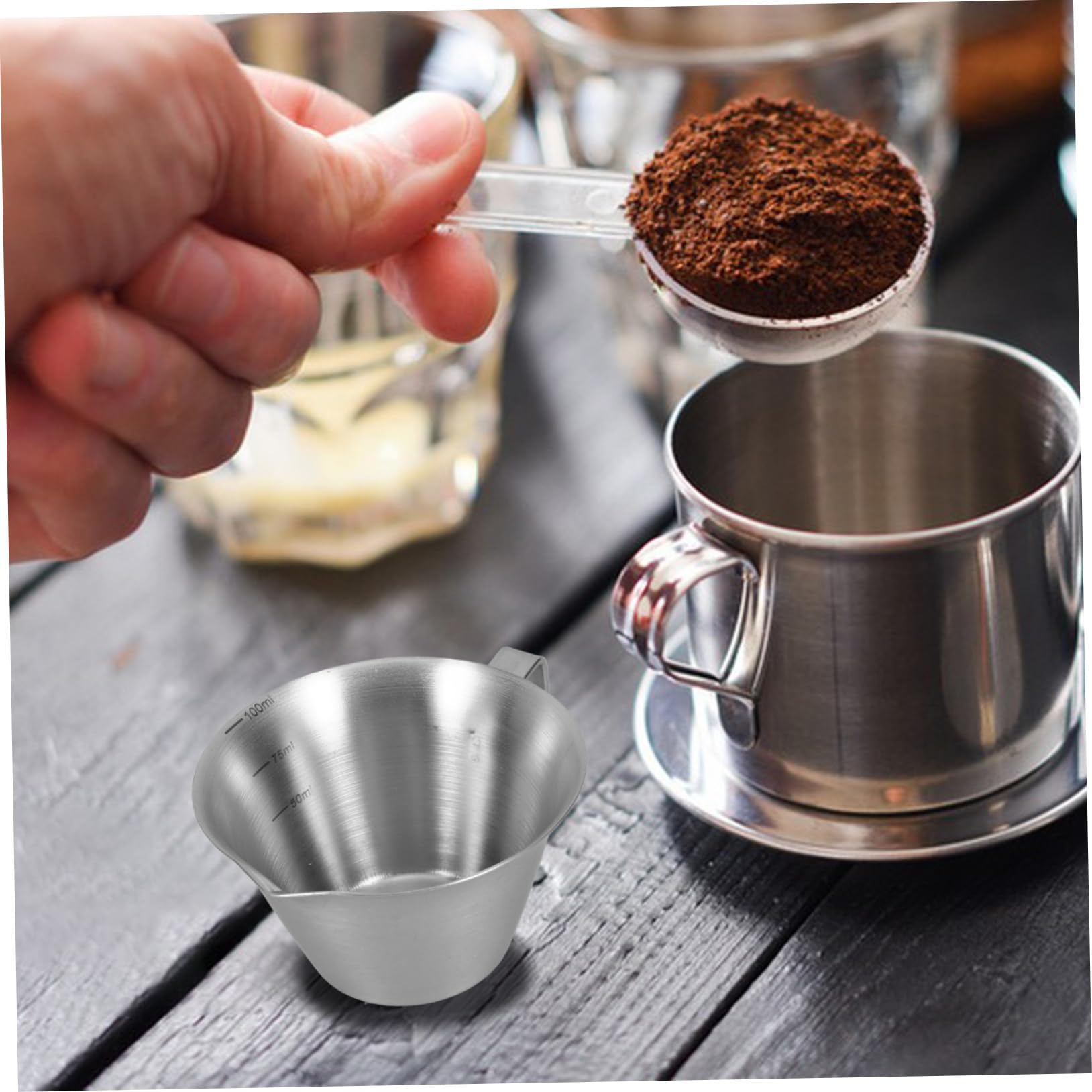PRETYZOOM 10piezas Taza Medidora Inoxidable Para Espresso Con Diseño Ergonómico Para Café Casa y