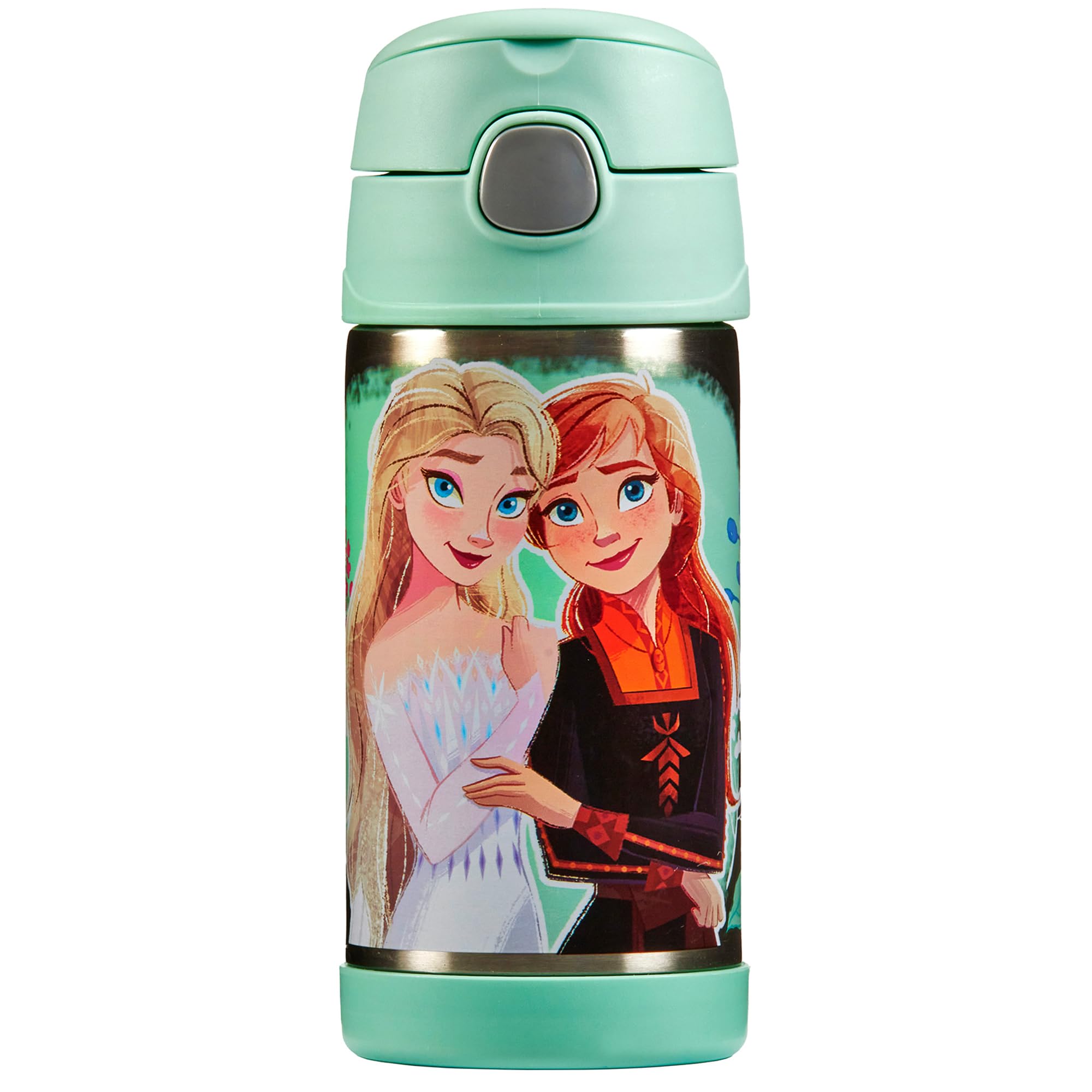 Thermos - Kid Water Bottle, Disney Frozen (355ml) - BPA Free, Stainless Steel Flask, Spill Proof, Pop-Up Straw, Carry Handle, Dishwasher Safe,12-Hour Cold Drinks, School, Clubs, Sports, Picnics