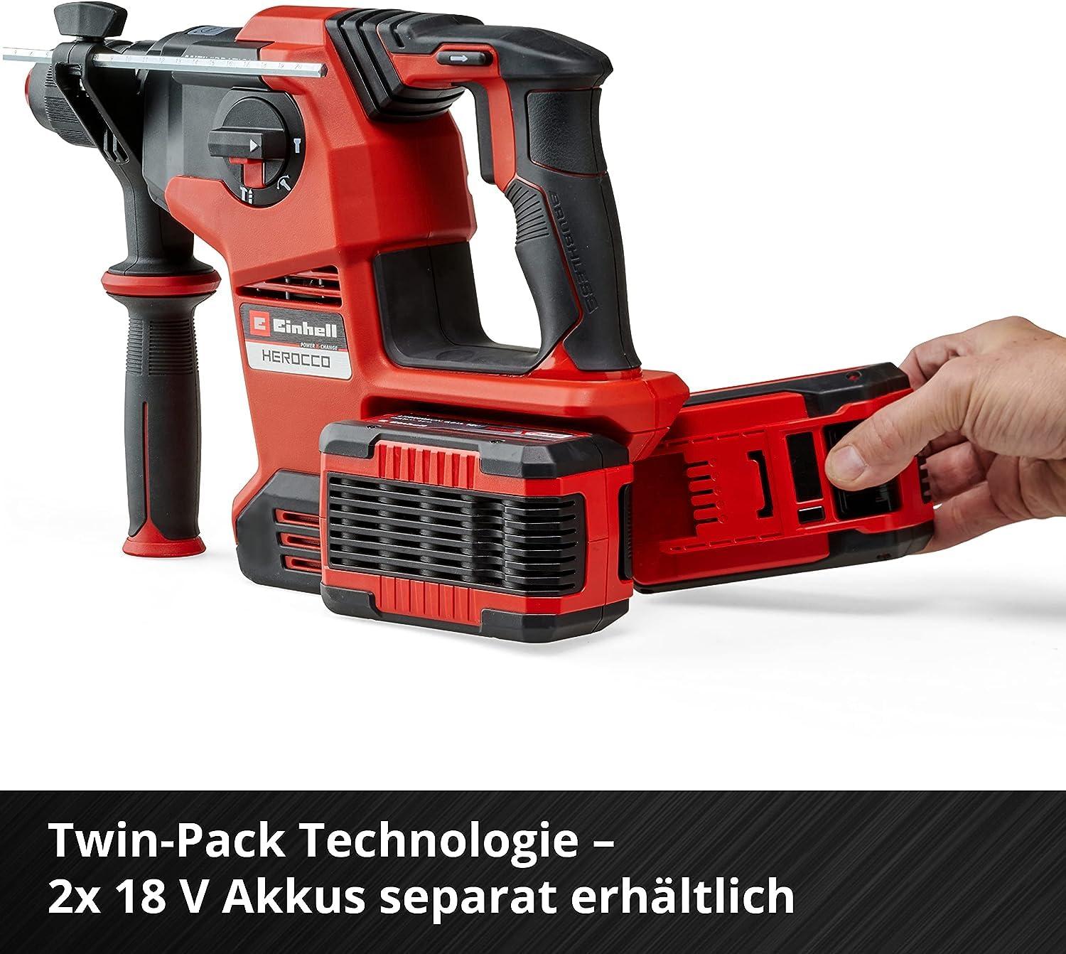 Einhell Akku-Bohrhammer Herocco 36/28 Power X-Change (Twin-Pack, Bohren/Hammerbohren/Meißeln mit/ohne Fixierung, 3.2 Joule, bürstenlos, SDS+, inkl. E-Box, ohne Akku/Ladegerät)