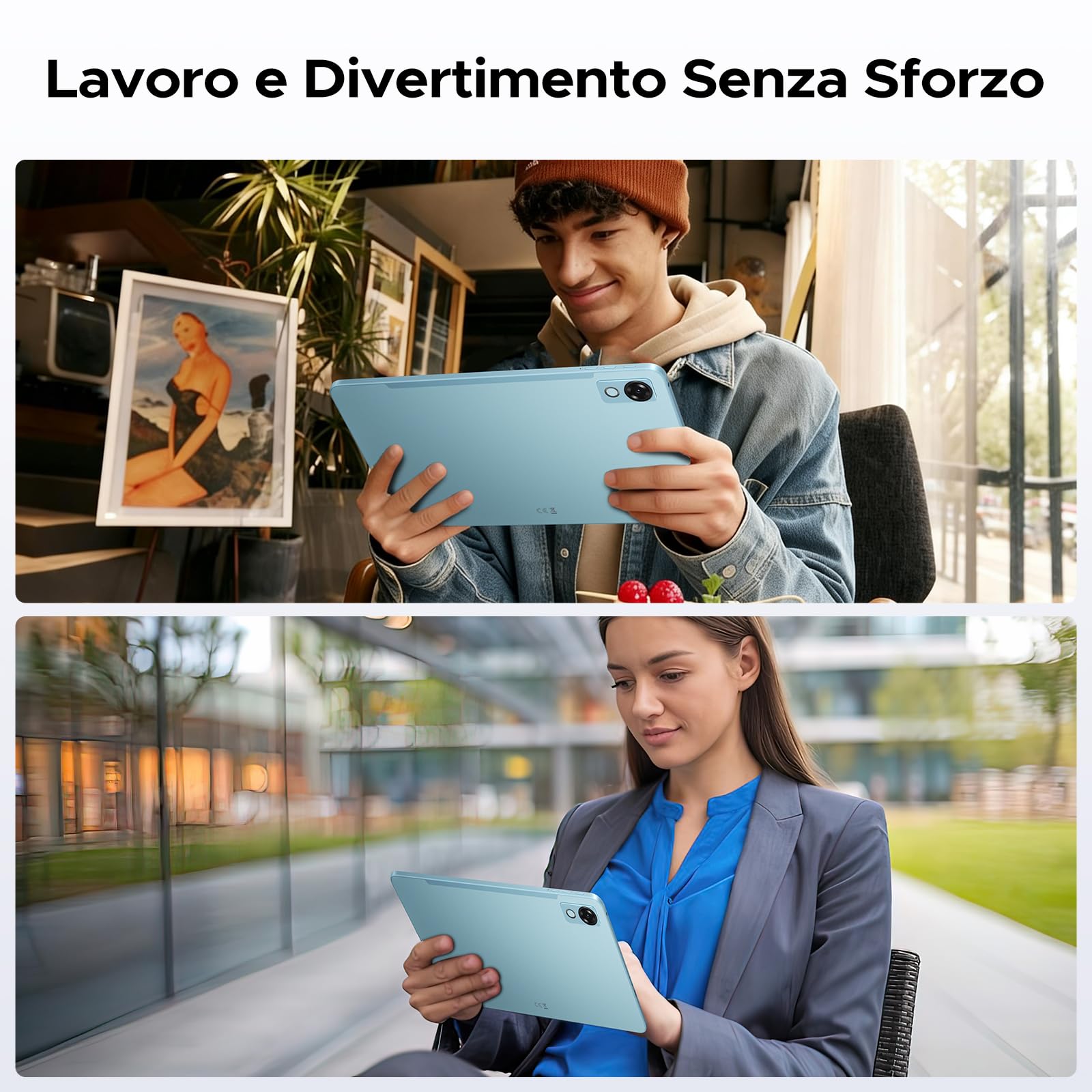 P12 Tablet 12 Pollici 2.4K Tablet Android 16 con Gemini AI, Blu | 48GB+128GB/2TB, T7280 Octa-Core Tablet con Penna 120Hz Display, 10000mAh, 13MP+8MP, Face ID, Widevine L1, GPS, Tastiera