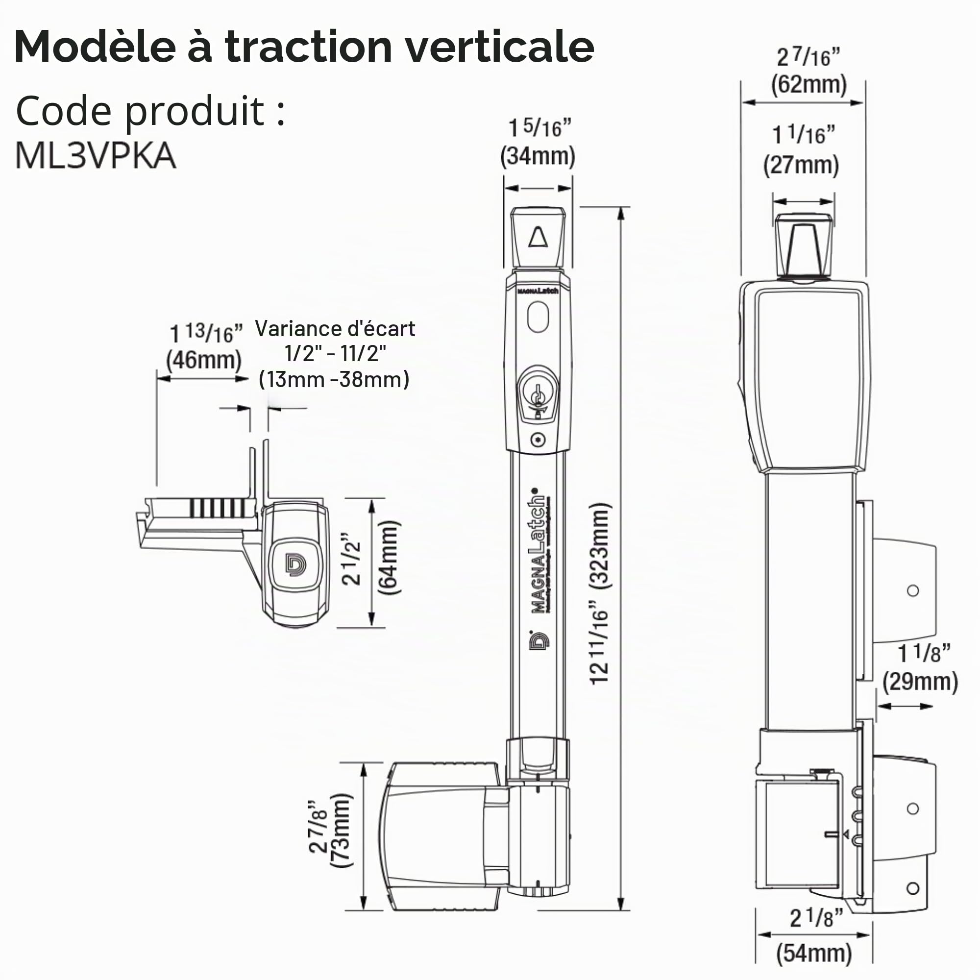 Loquet de sécurité Magna N346-212 pour portail de piscine ou de clôture, à tirage vertical, sécurité enfant National Hardware