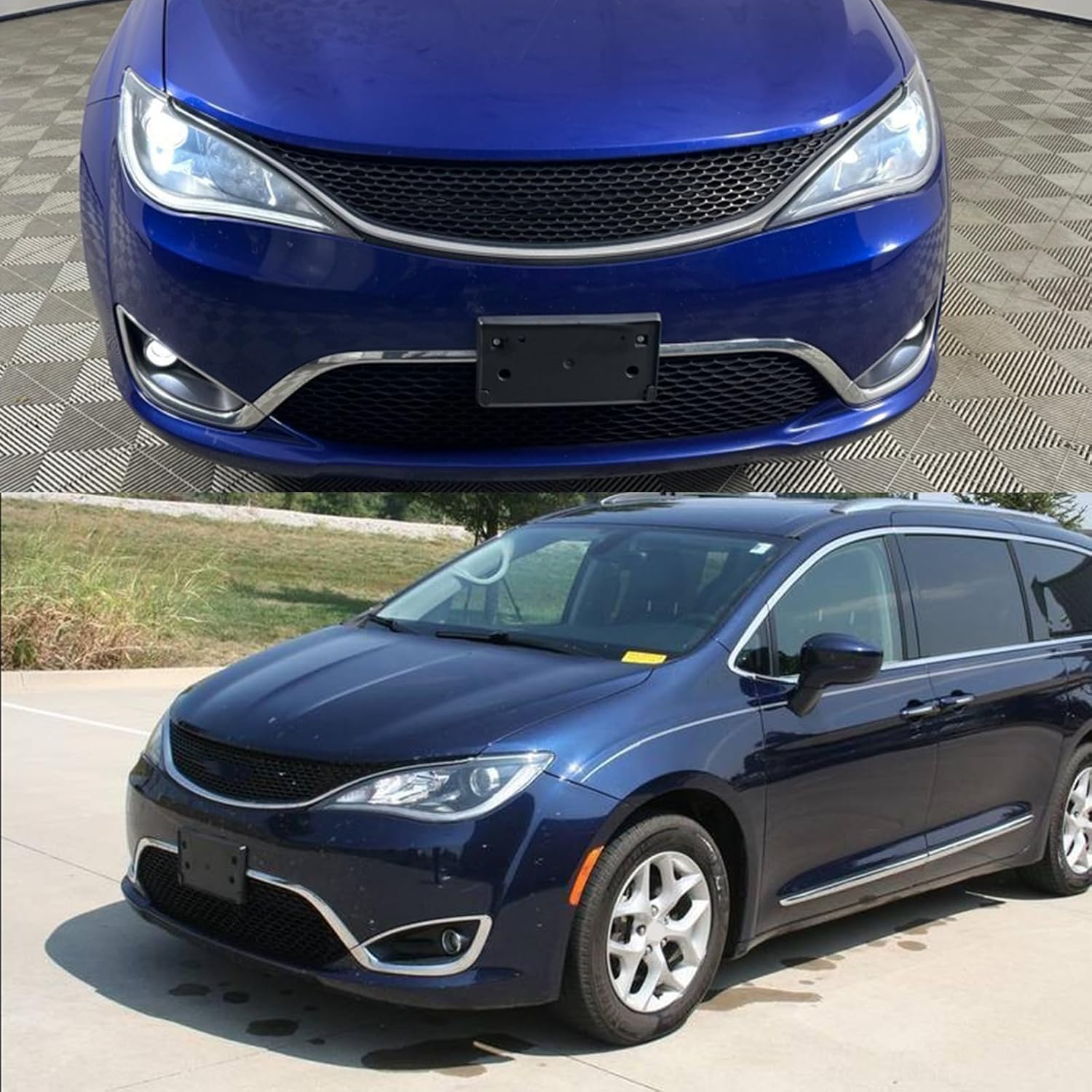 Front Bumper License Plate Frame Bracket Holder Fits for 2017 2018 2019 2020 Chrysler Pacifica Replace 68259460AA,CH1068143