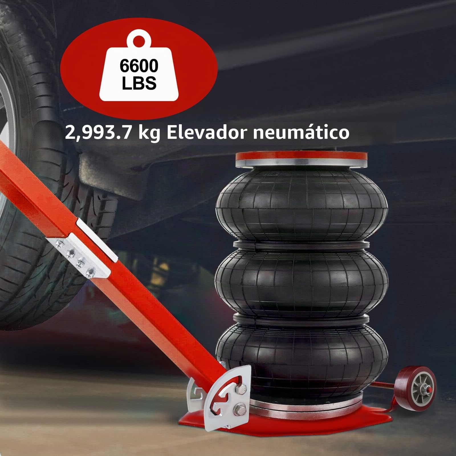UISEBRT Gato Neumático 3T, Inflable Con Cojín de Aire y Mango Ajustable Para Coche, 6600 Libras