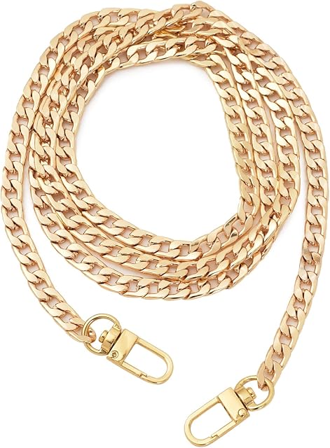 HUIANER Purse Chain with Buckles DIY Handbag Strap Shoulder Bag 120cm Long Metal Accessory Replacement Chain Strap (Gold)
