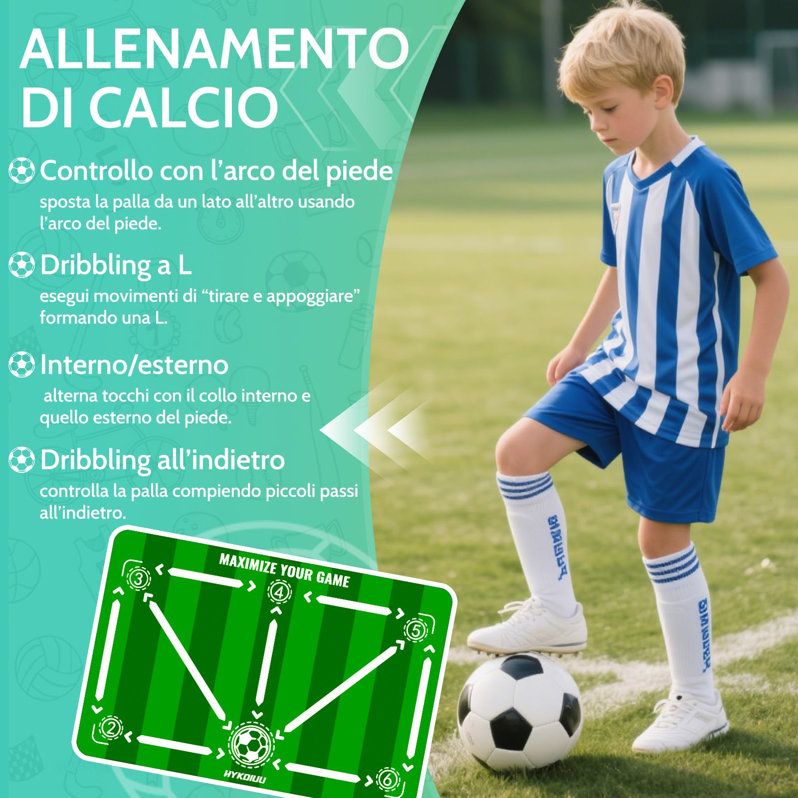 Tappeto Calcio Allenamento Con Soccer Bungee Trainer Tappetino Per Agilità Accessorio Per L'Allenamento Del Calcio Tappeto Da Allenamento Per Il Calcio 60 X 90 Cm Regalo Per Il Calcio Per Bambini