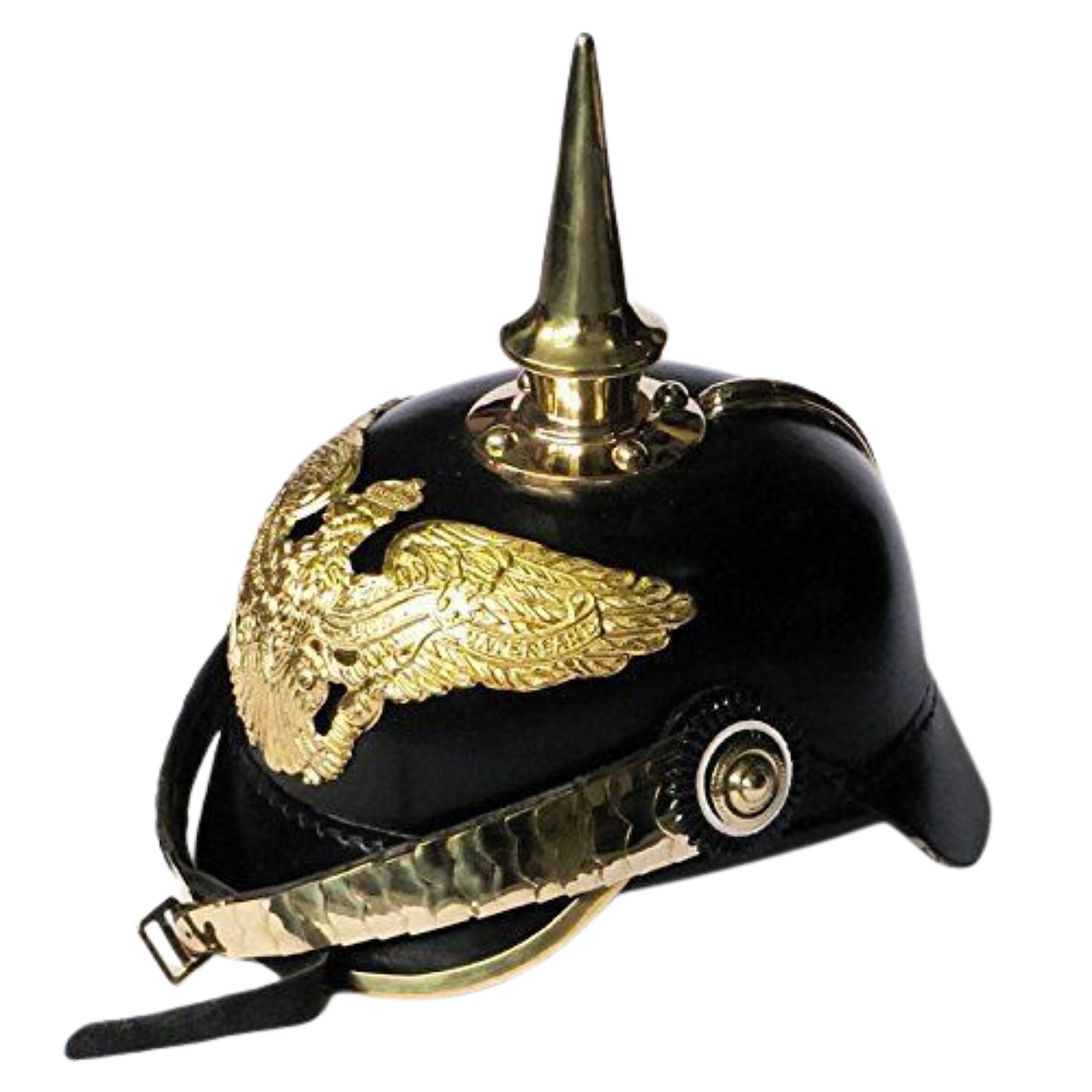 Brass German Pickelhaube Imperial Prussian Helmet - Leather by historicalmuseumstore