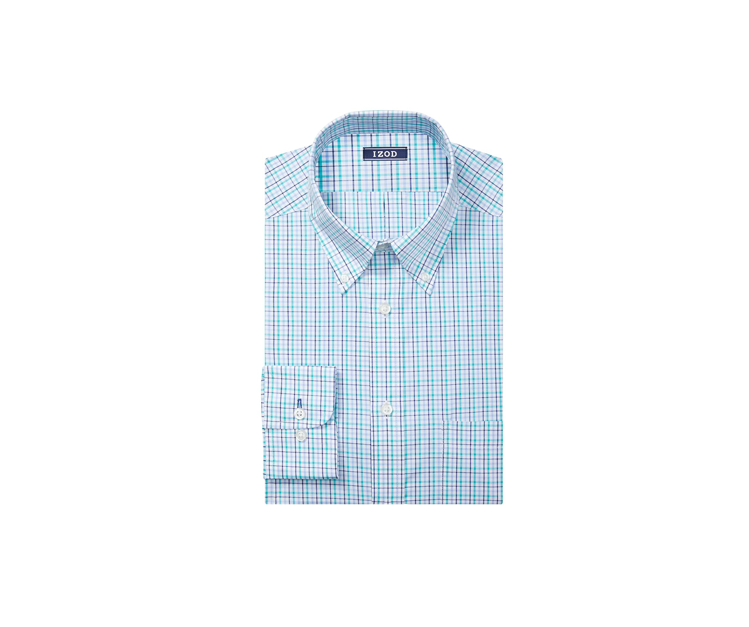 IZOD Mens Dress Shirts Regular Fit Stretch Gingham