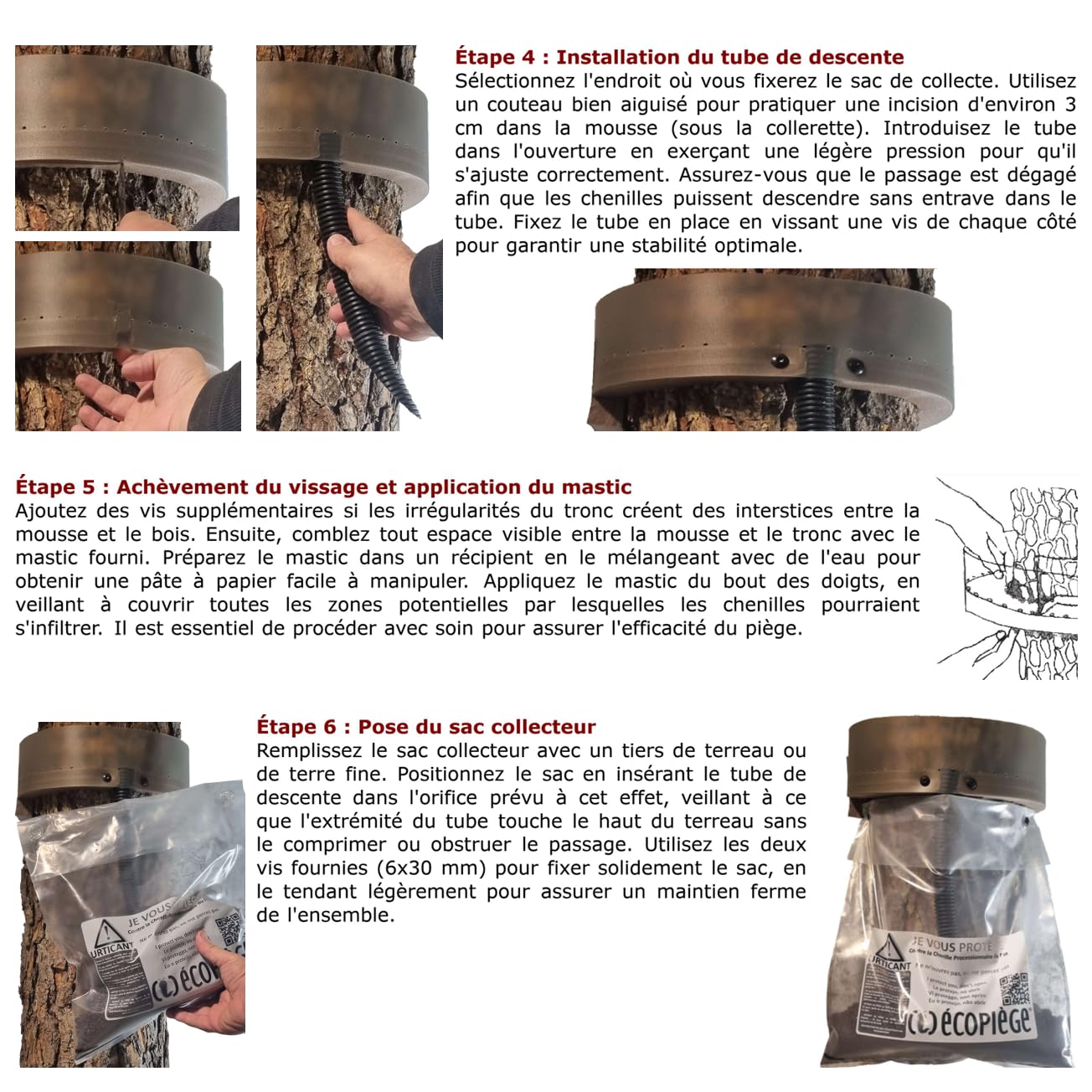 Piège Chenille Processionnaire du Pin – pour Tronc Jusqu’à 2,10 m – Kit Complet Écopiège Professionnel SoluPin Ø 66 cm à Vissage – Cerclage Réutilisable sans Insecticide – Conçu et Fabriqué en France