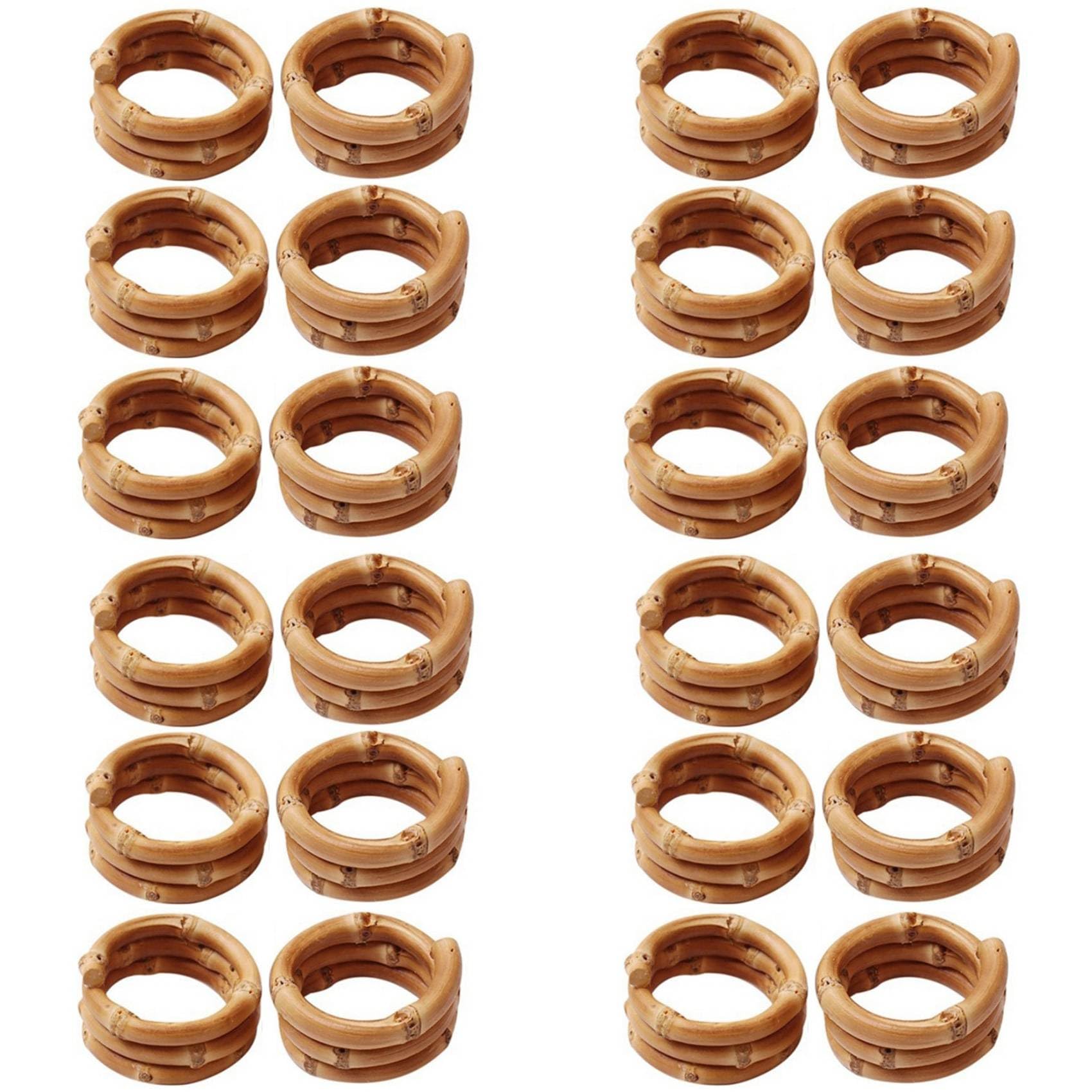 Vjsujehgy Handmade Bamboo Napkin Ring, Natural Rustic Napkin Holders Buckle Holder Set of 24