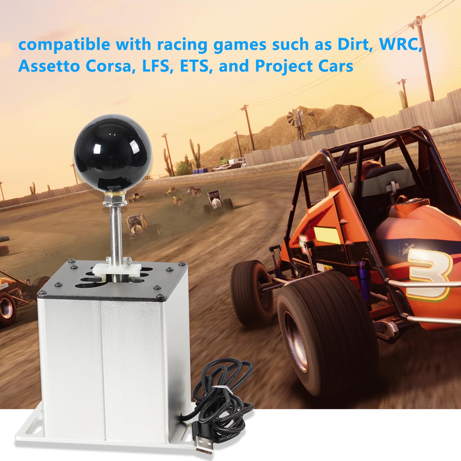 GSTP Simulatore USB per PC compatibile con G29 G27 G25 G920 T300RS/GT volante sequenziale H Gear Shifter compatibile con ATS ETS Dust WRC Sim Racing Games 6+R Argento