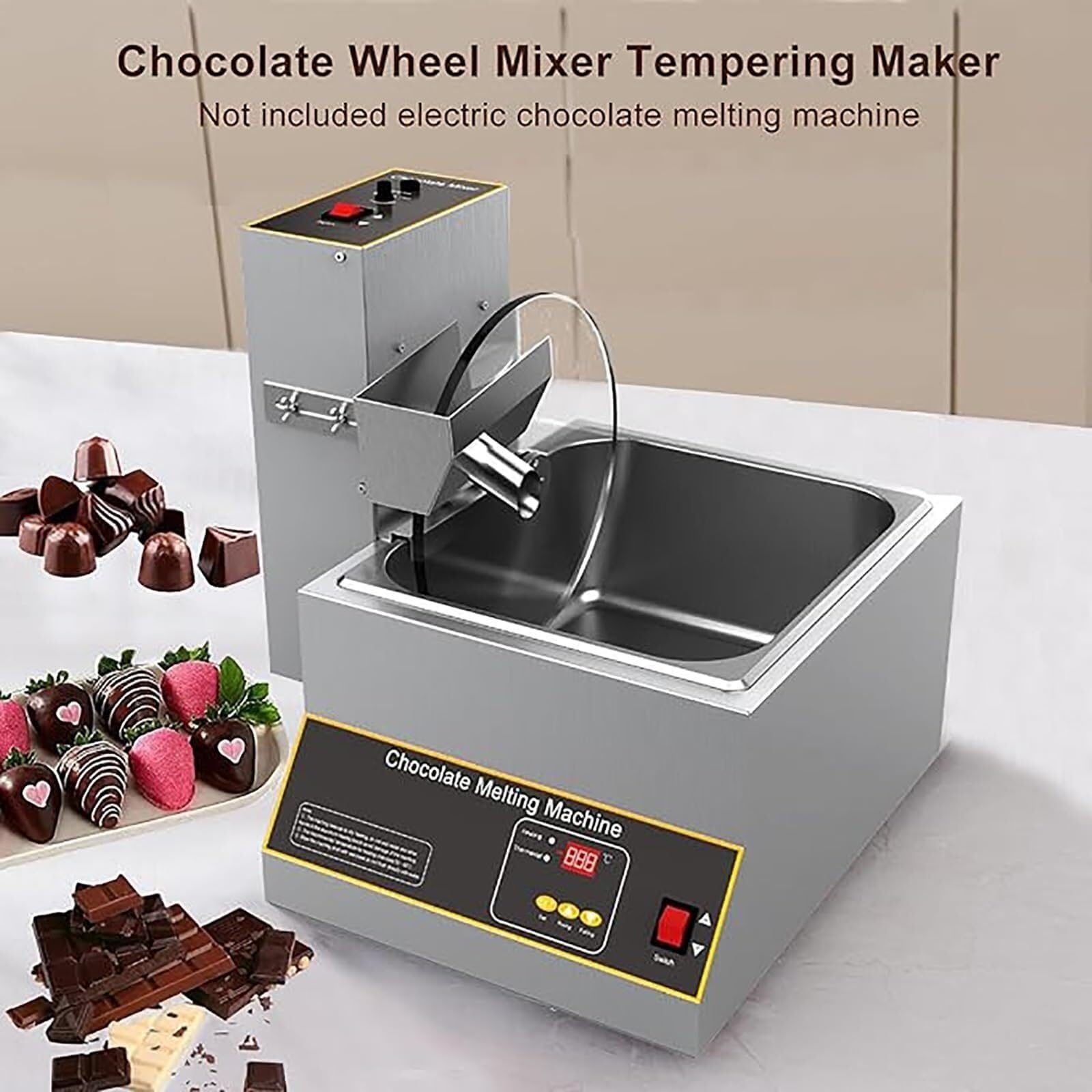 Macchina elettrica per fondere il cioccolato, dispositivo di tempra in acciaio inox, velocità regolabile per panetteria e pasticceria, ideale per riscaldare alimenti e fare cioccolato