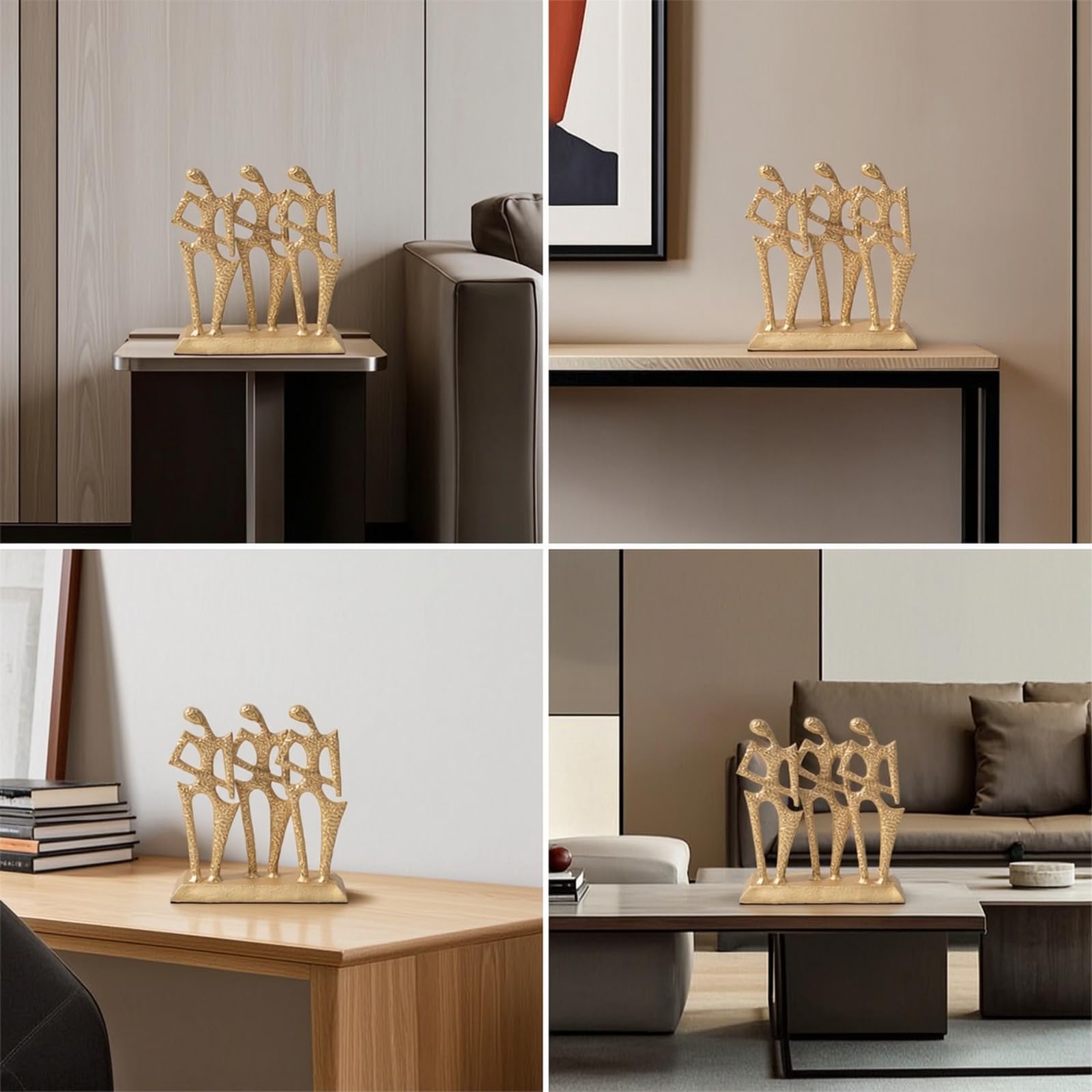 Escultura de Figura Figura Humana Moderna Estatua Decorativa Arte Metálico Textura Detallada Base Rectangular Estable Acabado