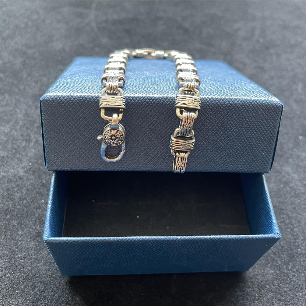 Retro Men’s Link Bracelet Handmade Titanium Stainless Steel Masculine Bracelet Chain for Males, 22cm (8.66 inch)