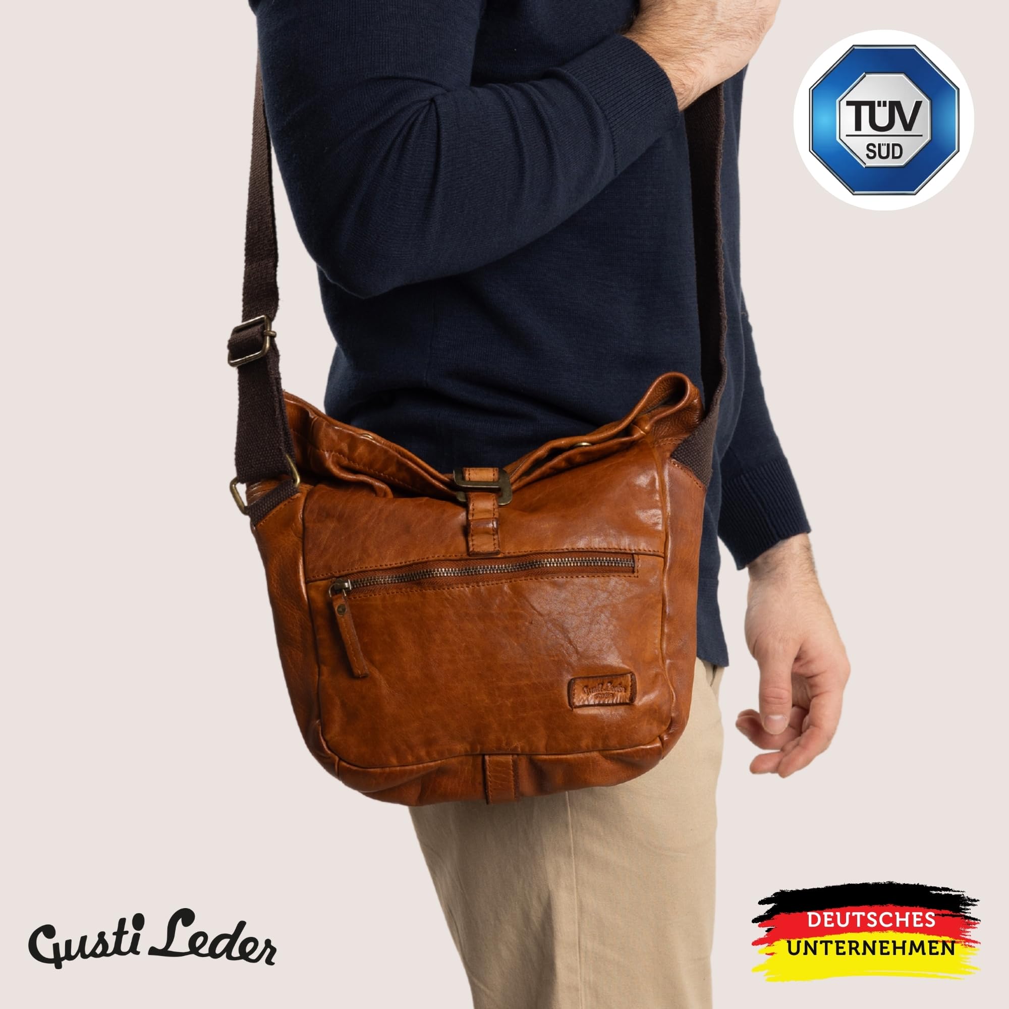 Gusti Umhängetasche Leder - Auna Handtasche Umhängetasche Schultertasche Leder