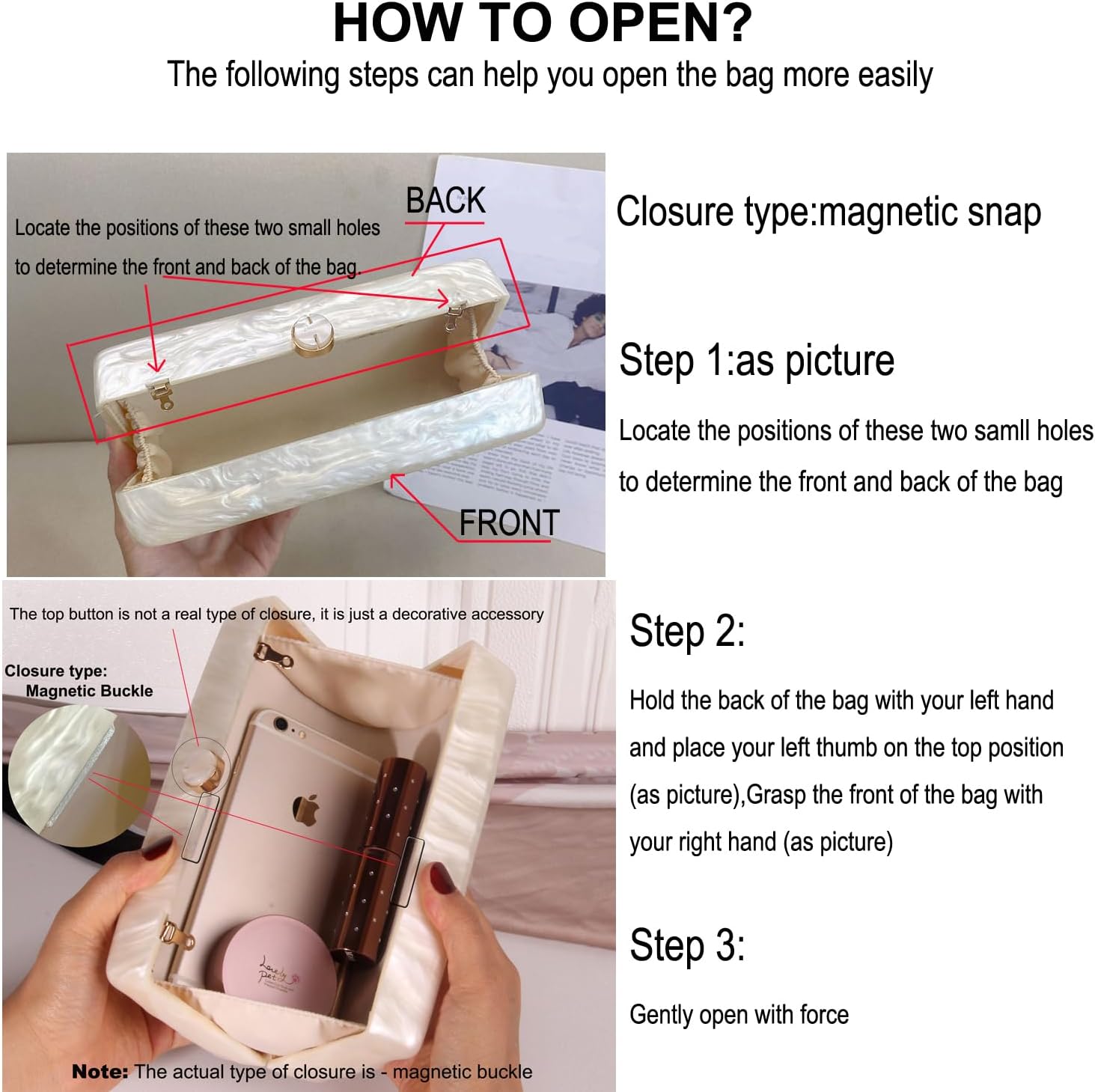 Women Acrylic Clutch Purse Marbled Evening Shoulder Bag for Wedding Cocktail Party Prom - Image 5