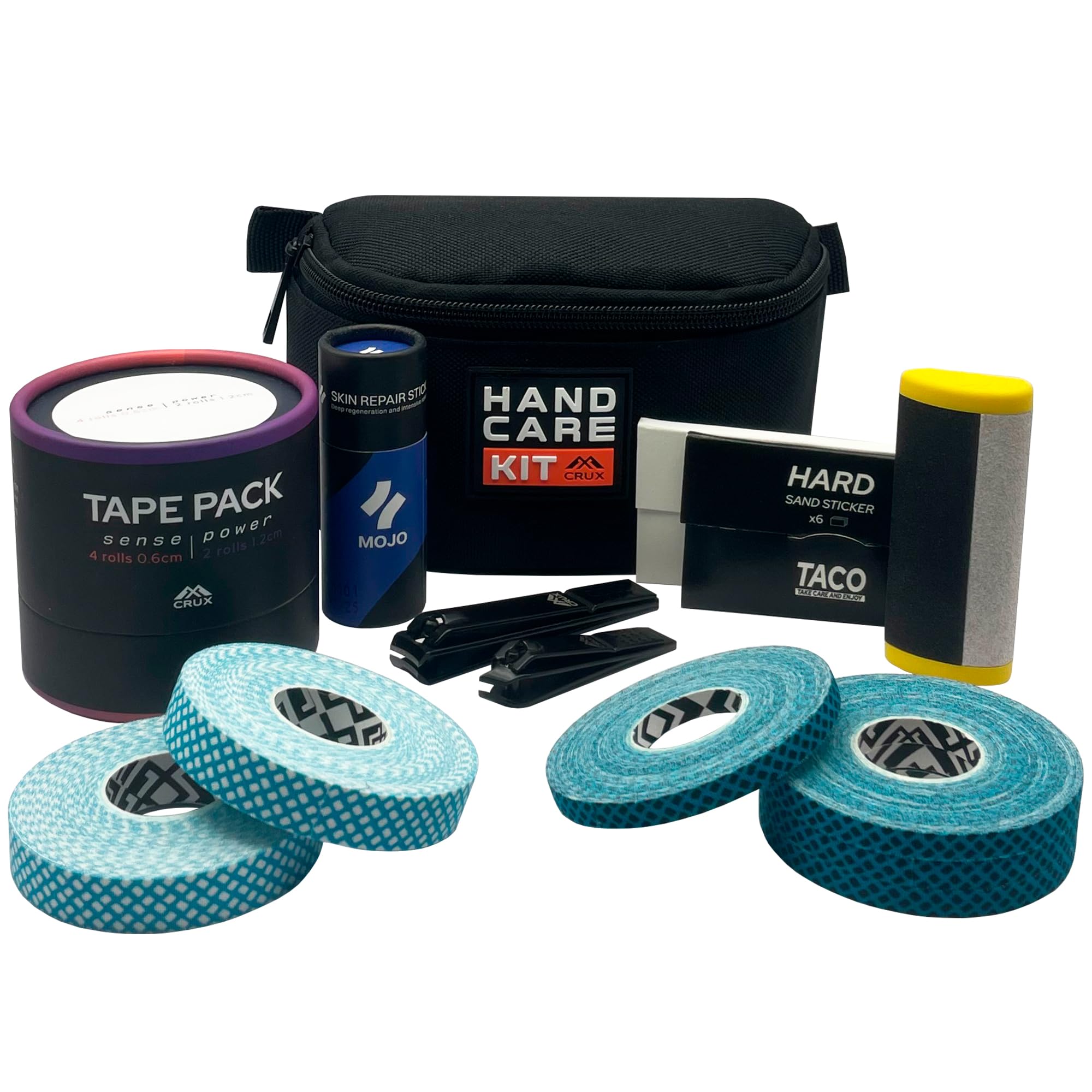 CRUX Kit Pro Lima de Callos Taco Crema Regenerante Mojo Esparadrapo Tape Pack x6 Rollos Recortador Cortauñas Estuche Cuidado de Manos