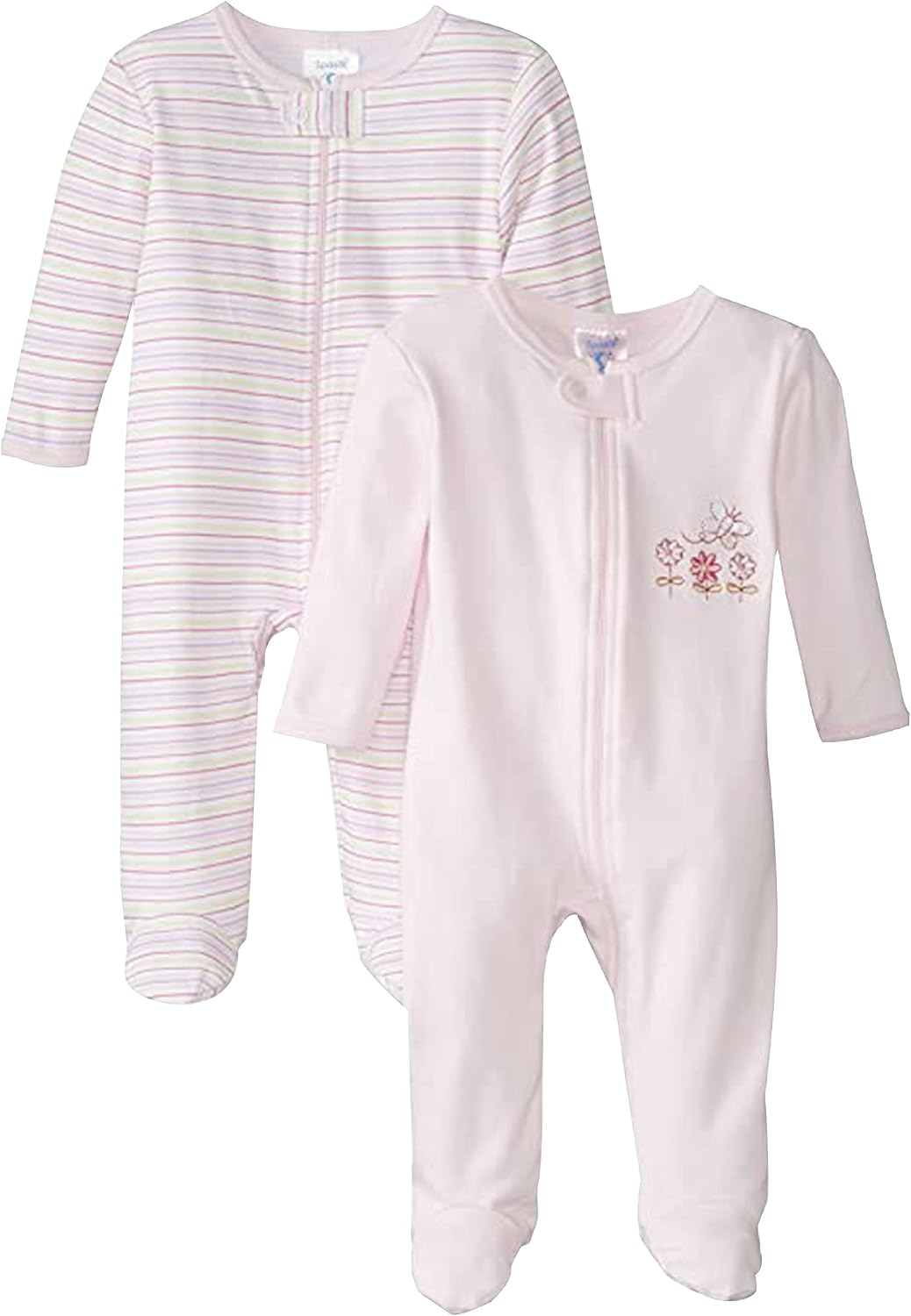Spasilk Baby-Girls 100% Cotton Newborn 2 Pack Sleepwear Footie Set
