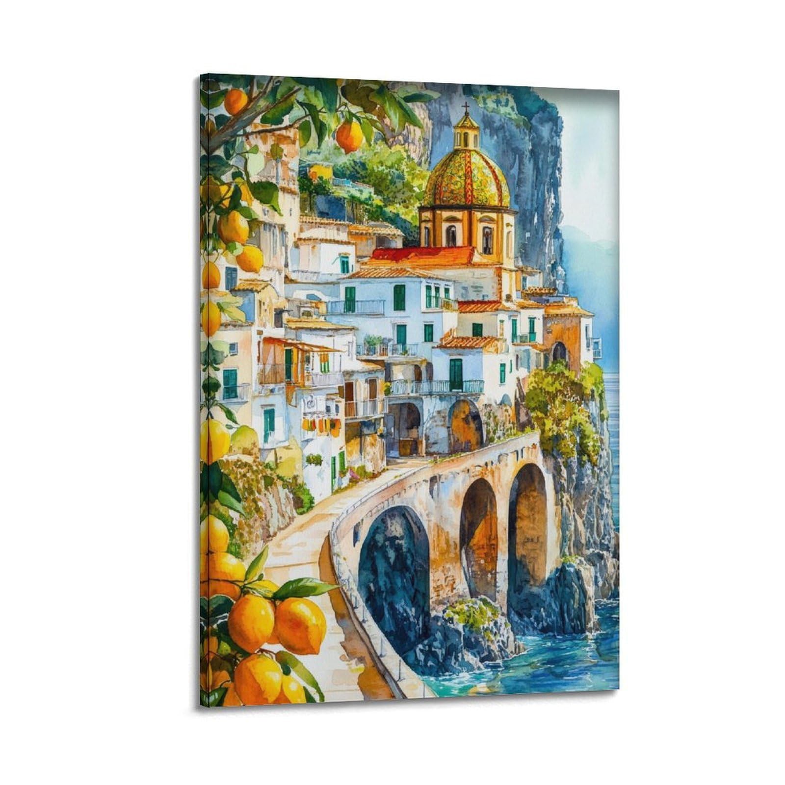 xiaoxiaoshen Amalfi Coast Italy Canvas Poster Wall Art Prints Room Aesthetic Murals Bedroom And Living Decorations 24x36inch(60x90cm)