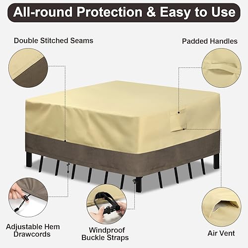 Miniatura 6 de PureFit Fundas para muebles de patio, funda impermeable para muebles de mesa de exterior, lona 650D, para muebles de exterior, césped, terraza y