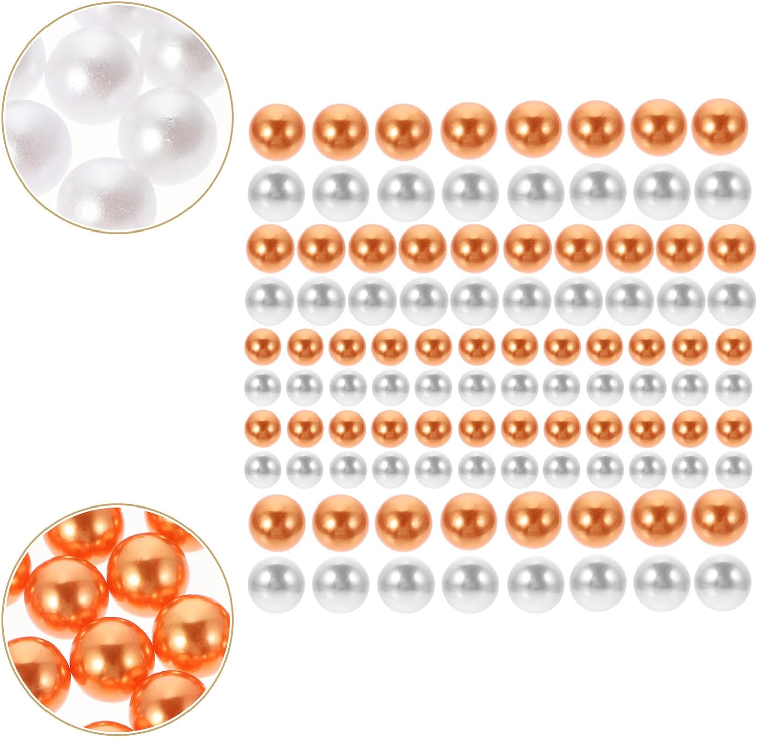 400pcs Floating Vase Fillers Faux Pearls for Vase Decor Abs Material Fake Pearls in Orange White Mixed for DIY Flower Arrangements and Home Decoration