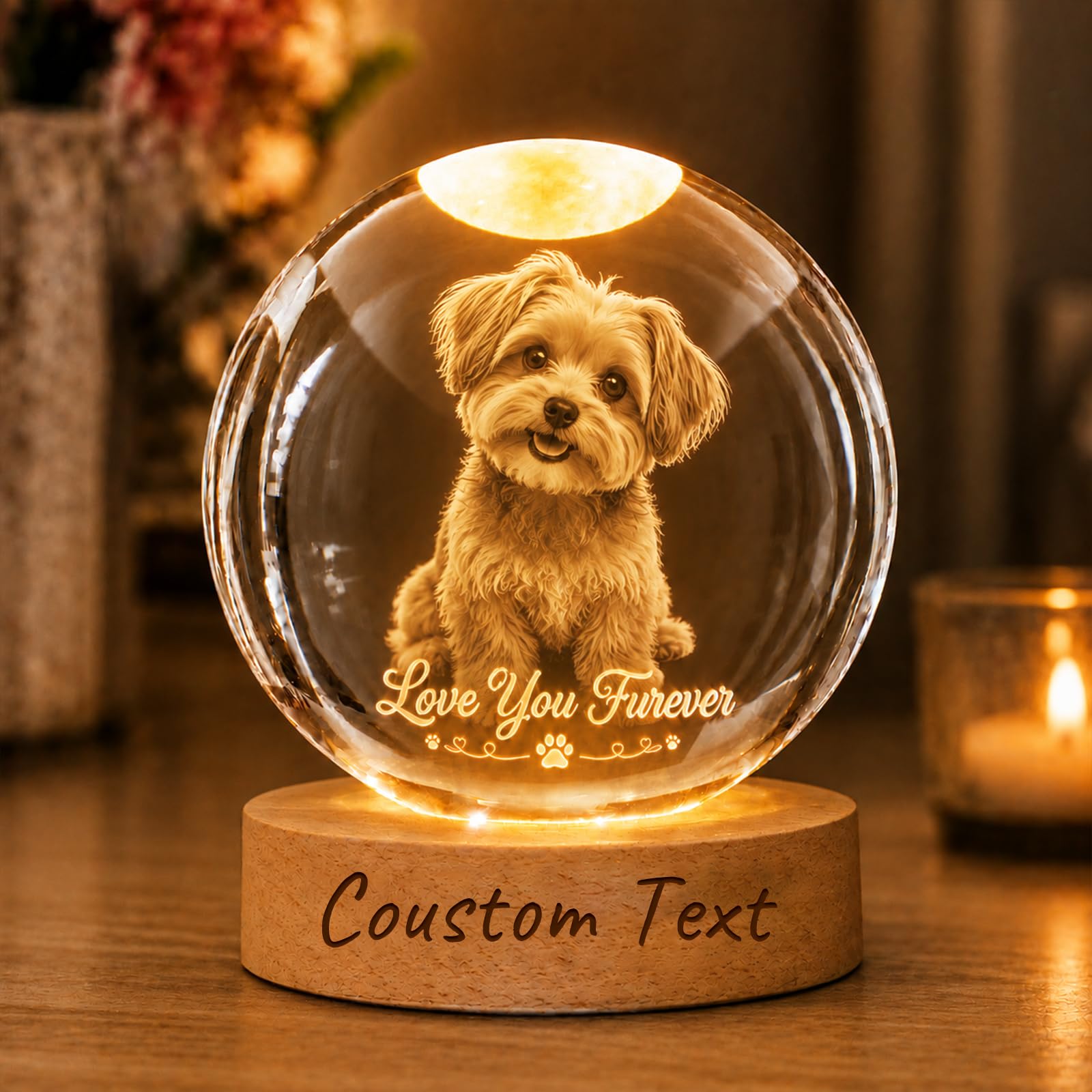 BBNNZ Personalised Moon Phase Crystal Ball Night Light Custom Photo Keepsake Gift (Crystal Ball-4)
