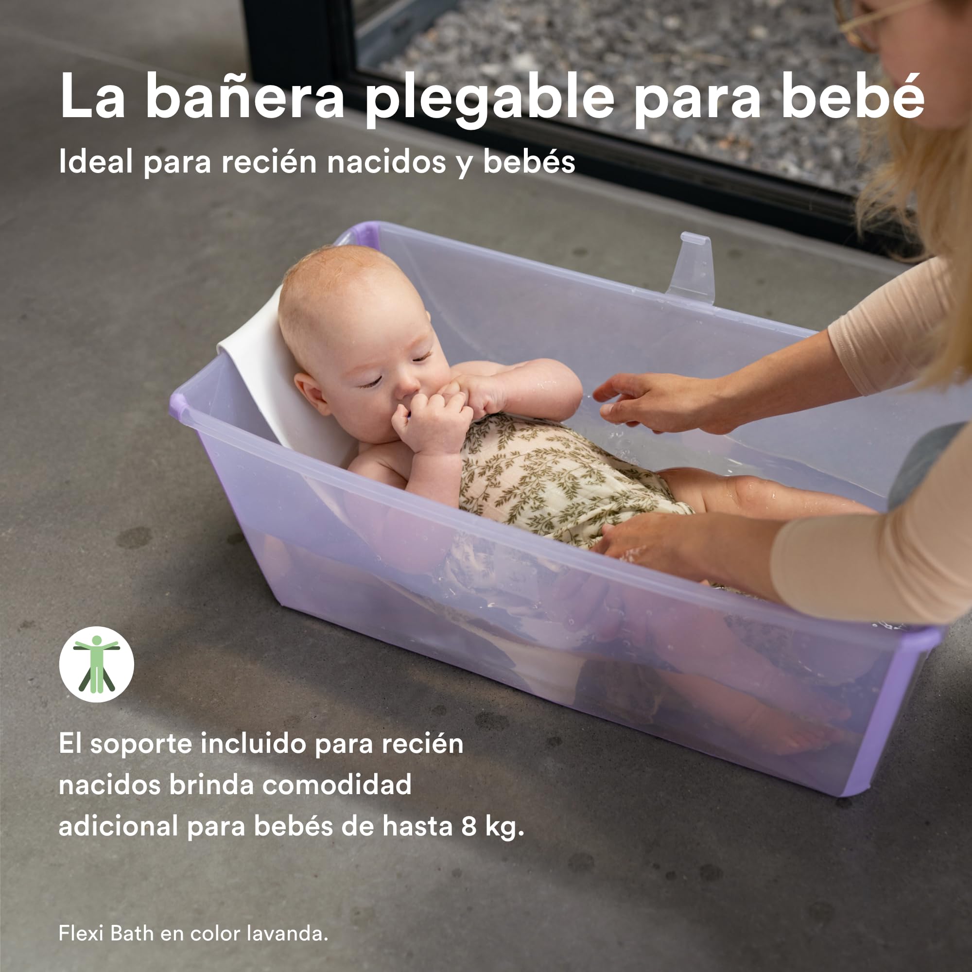 Stokke Flexi Bath (Ocean Blue) con Soporte para recién nacido - Duradera y fácil de guardar - Práctica para usar en casa o de viaje - Para bebés 0 a 48 meses