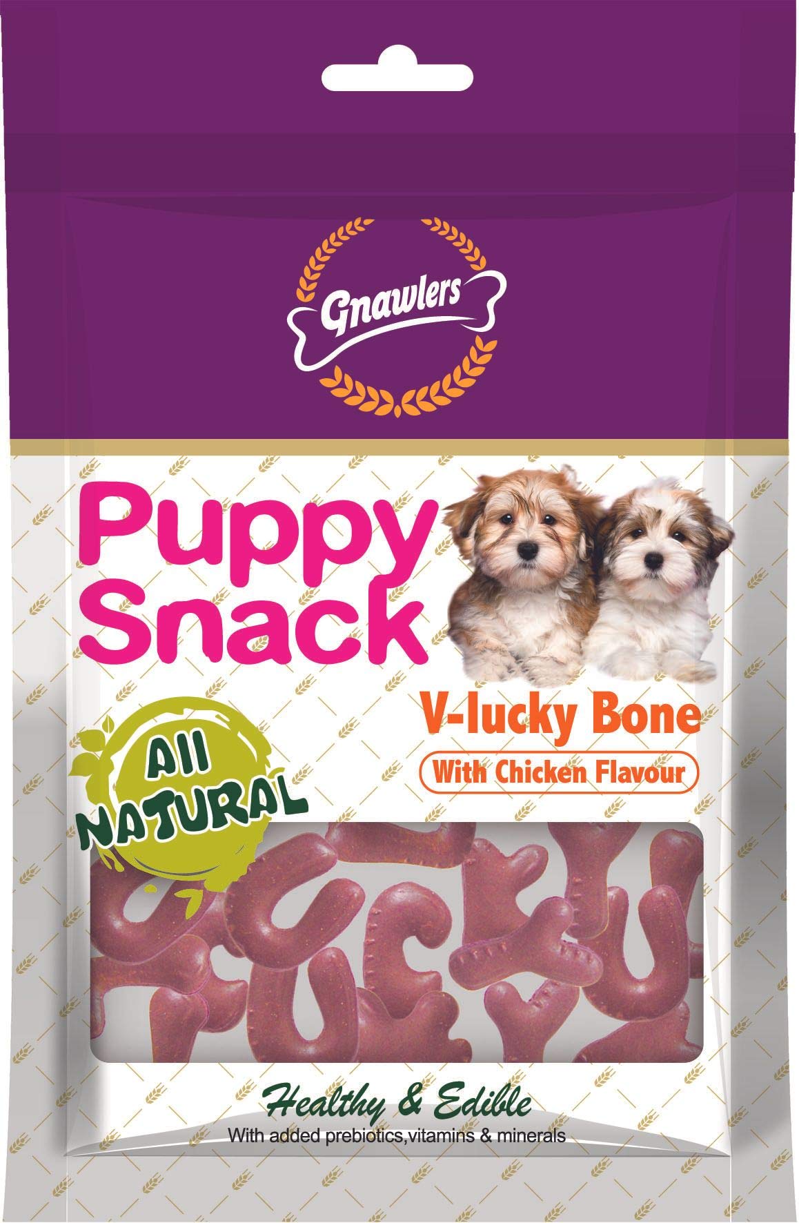 Gnawlers Puppy Snack, Healthy & Edible, with Added Prebiotics, Vitamins & Minerals, Balanced Omega 3&6 for Shiny Coat & Healthy Skin, V-Lucky Bone - Chicken Flavor, Pack of 3 Sold by DogsNCats (B08X2SH66Y) Amazon Price History, Amazon Price Tracker