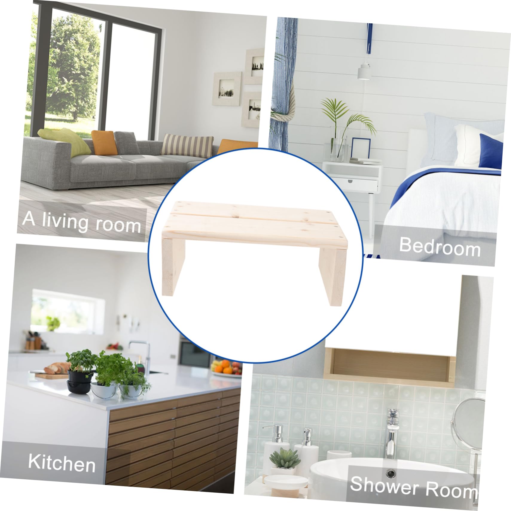 Sgabello Bagno in Legno Antiscivolo, Rialzo Toilette