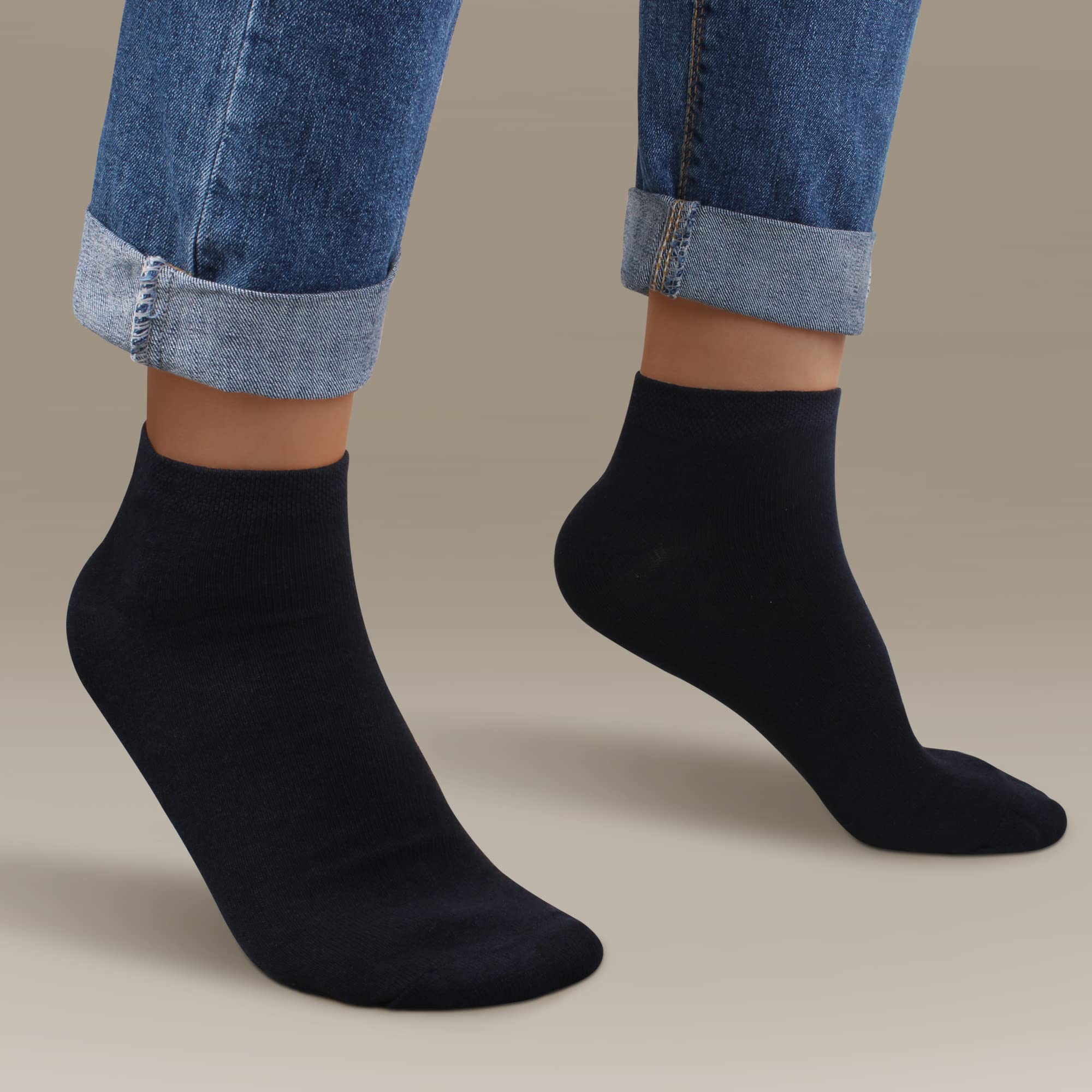 L&K-II 12/24 paia di calze da ginnastica donna/uomo calzini corti piedini in cotone traspirante in nero bianco e grigio 92201VA