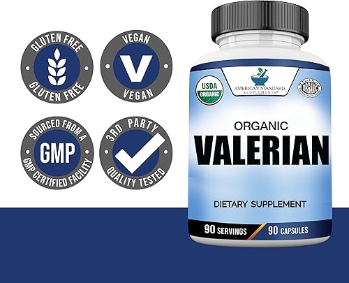 Vista 5 de American Standard Supplements Valeriana orgánica: vegana, sin gluten, sin OMG, 90 cápsulas, 90 porciones