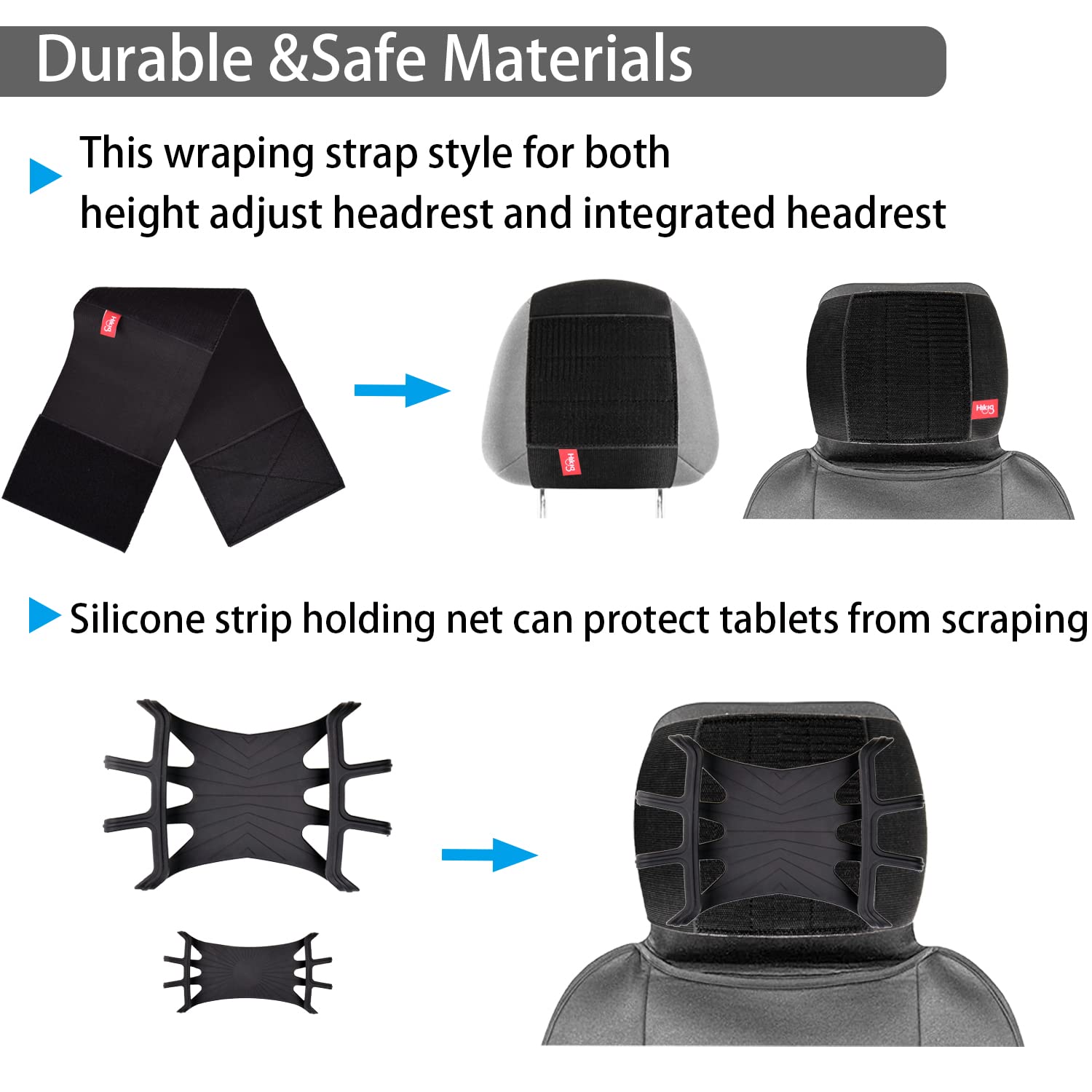 Hikig Soporte para Tableta para automóvil, Soporte para reposacabezas para tabletas para Todas Las tabletas de 7 a 12.9 Pulgadas, teléfonos móviles compatibles con iPad, iPhone, Switch y más