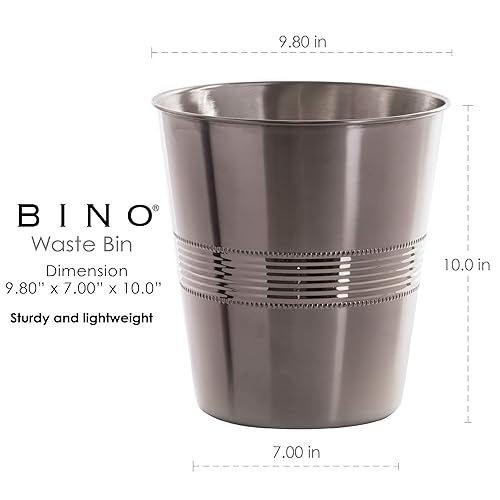 Vista 2 de BINO Cesta de basura de metal para el hogar, oficina, baño, dormitorio, cocina y más Papelera para dormitorio Papelera de escritorio Artículos