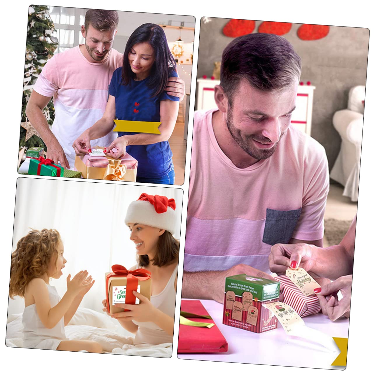 SHINEOFI 3rollen Weihnachtliche Selbstklebende Etiketten Kraftpapier Für Geschenkverpackungen Bastelprojekte Und Festliche Dekorationen Für Persönliche Botschaften Und Kreative