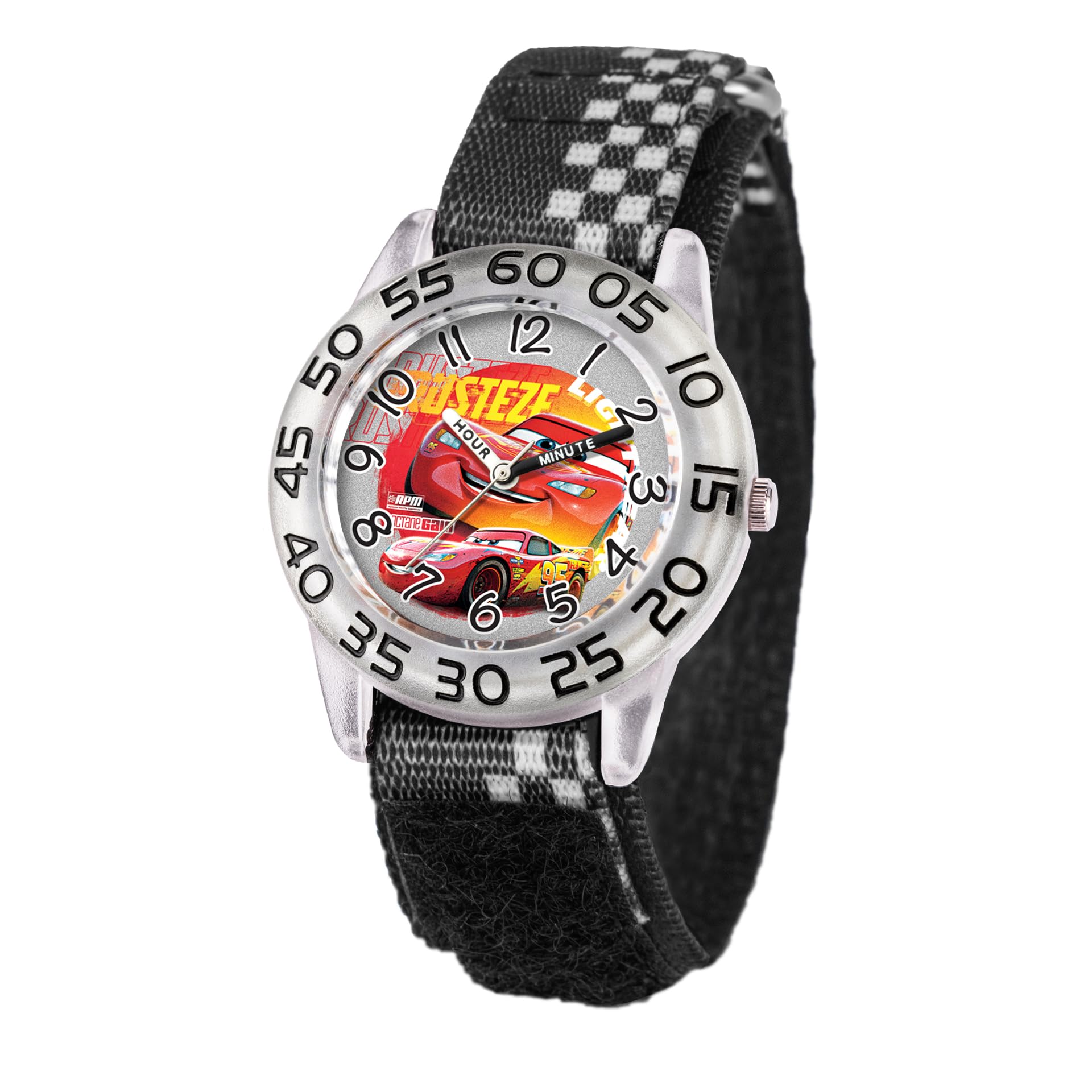 Disney Cars - Orologio analogico al quarzo con cinturino in nylon per bambini, nero - nero - striscia, Nero, striscia