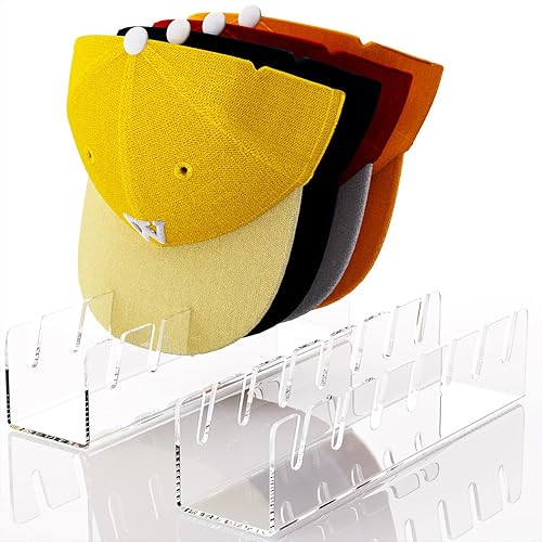 ACTBIO Soporte para gorras de béisbol, 2 unidades, organizador de sombreros de acrílico sin instalación para 14 gorras de béisbol, soporte para