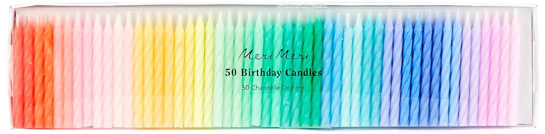 Meri Meri Rainbow Twisted Mini Candles Pack Of 50-25 Colours