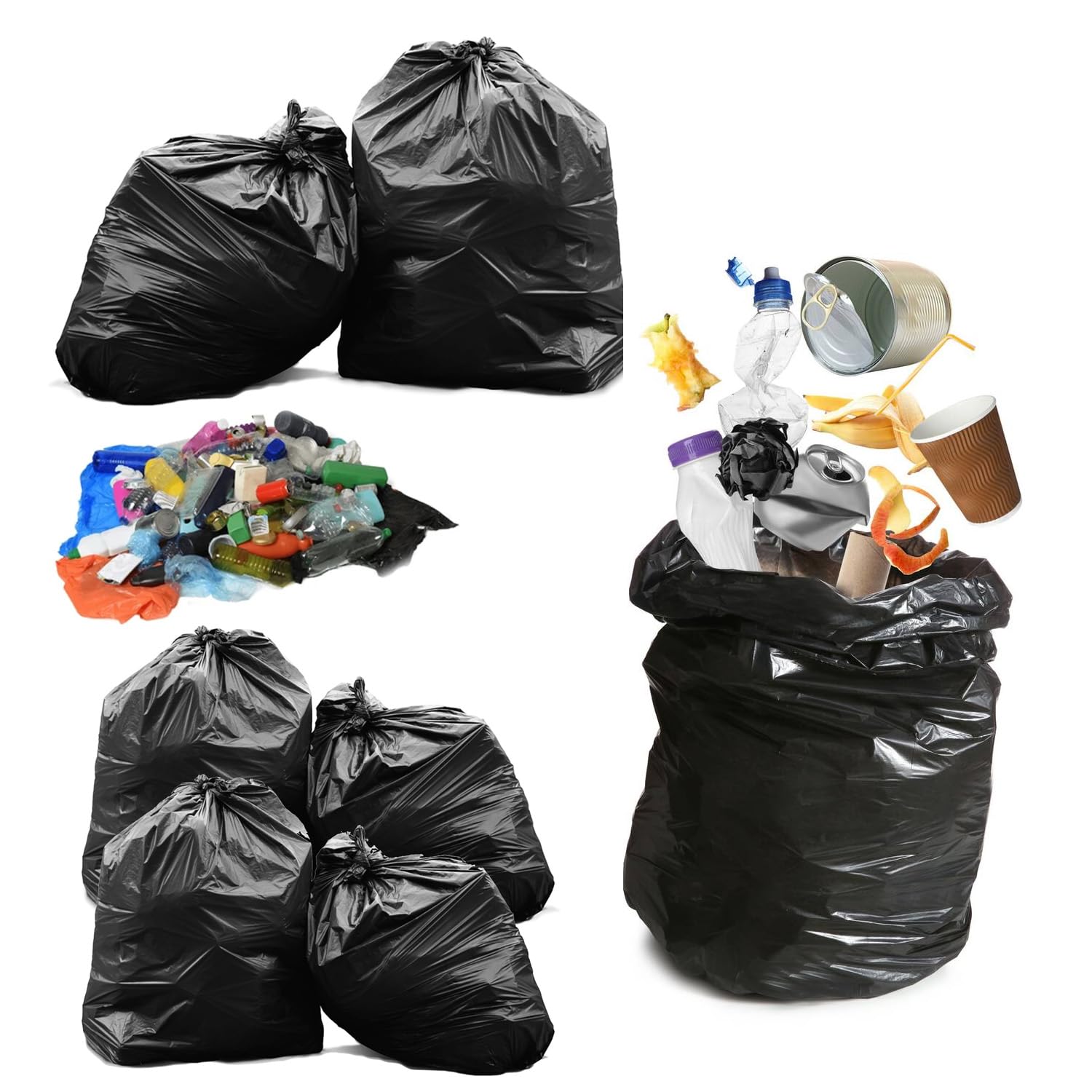 Large 80L Strong Rubbish Waste Sacks 140 Gauge Ideal For Indoor & Outdoor Garbage (200)